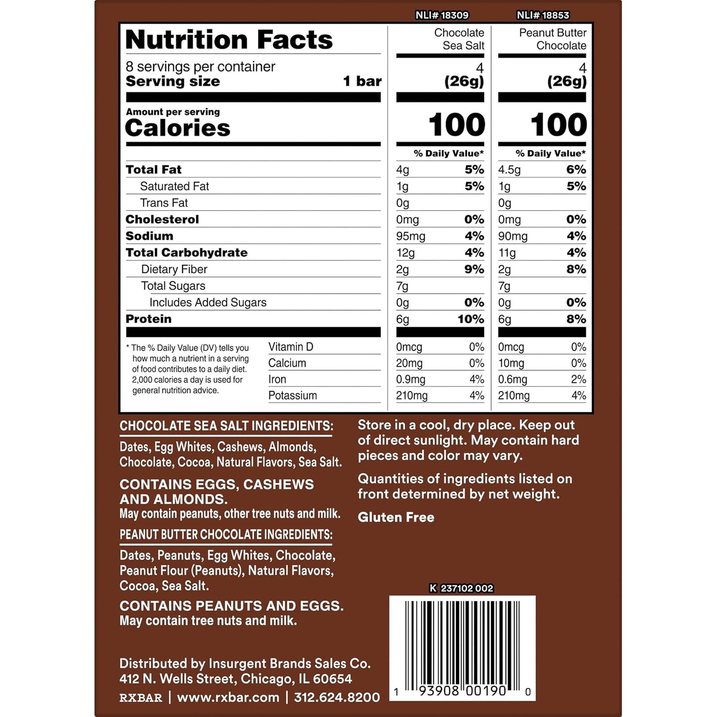 RXBAR Minis Protein Bars Variety Pack 8 Count 7.3oz Box
