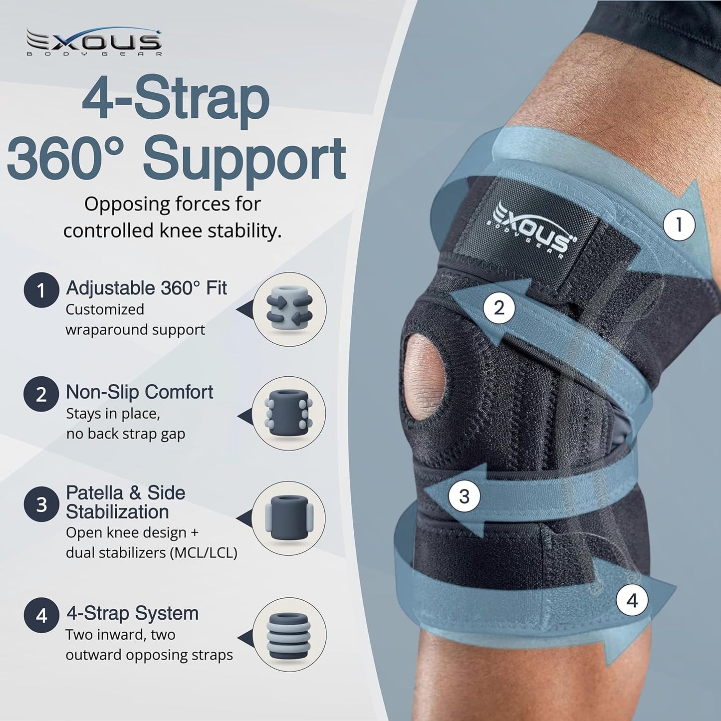 EXOUS BODYGEAR Knee Brace For Arthritis Acl, Mcl Pain