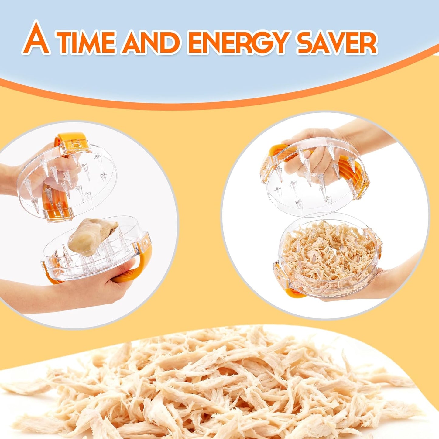 NonSlip Chicken Shredder Tool Twist, Clear Meat Shredder | NonSlip Twist Shredding in Seconds, No Spike Broken, Visible Shredding for Chicken Breast Meat Beef, Time Saver, BPA Free