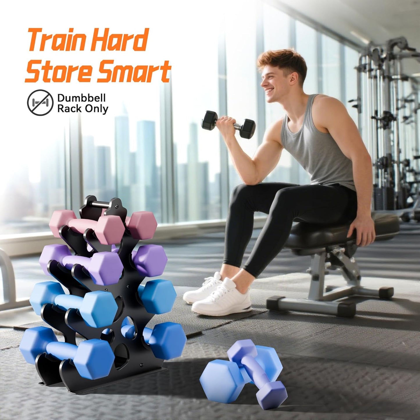 4 Tier Dumbbell Rack - Rust-Resistant Dumbbell Stand for Home Gym