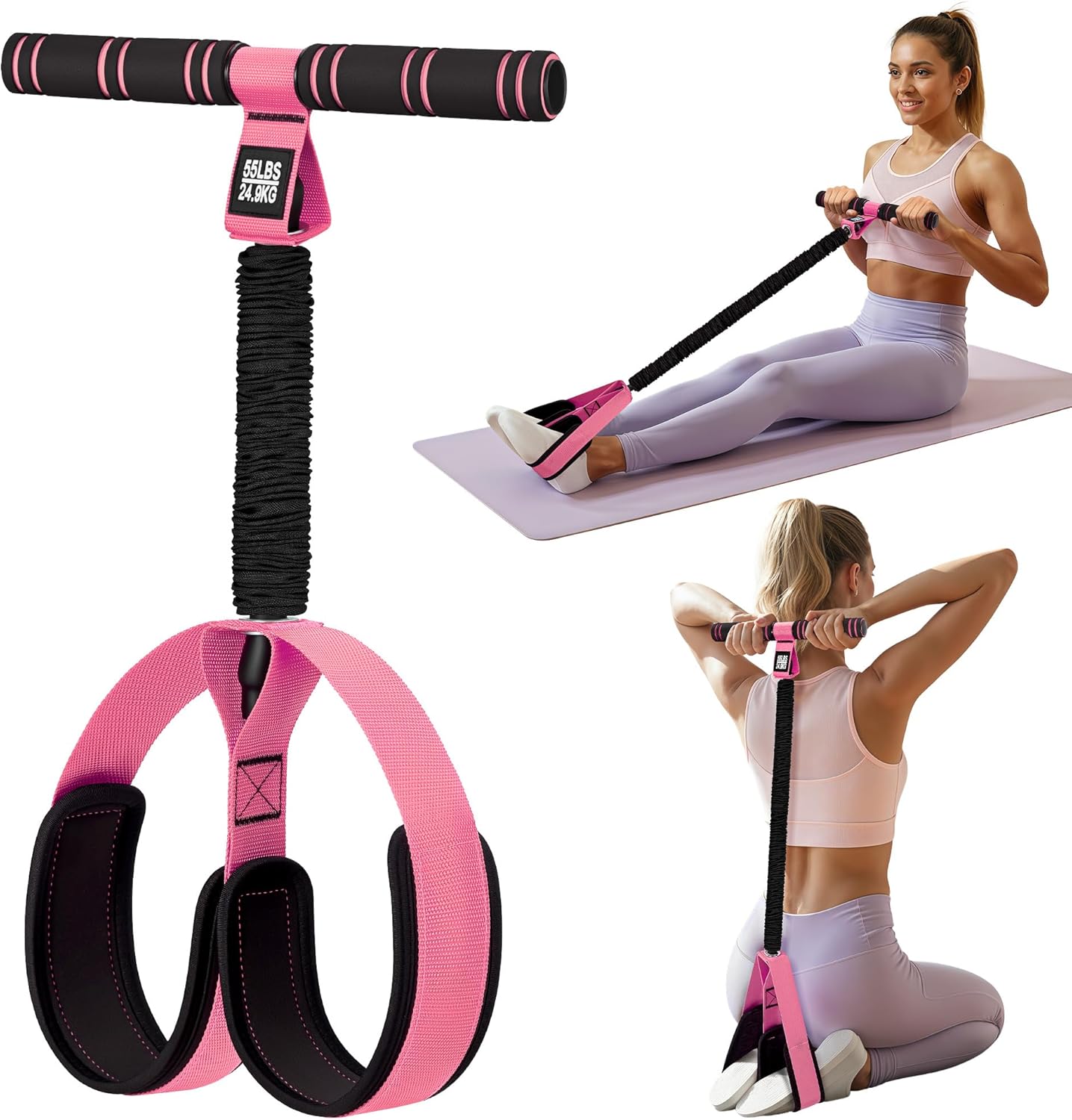 Pedal Resistance Band with Handle 55LBS Exercise Equipment