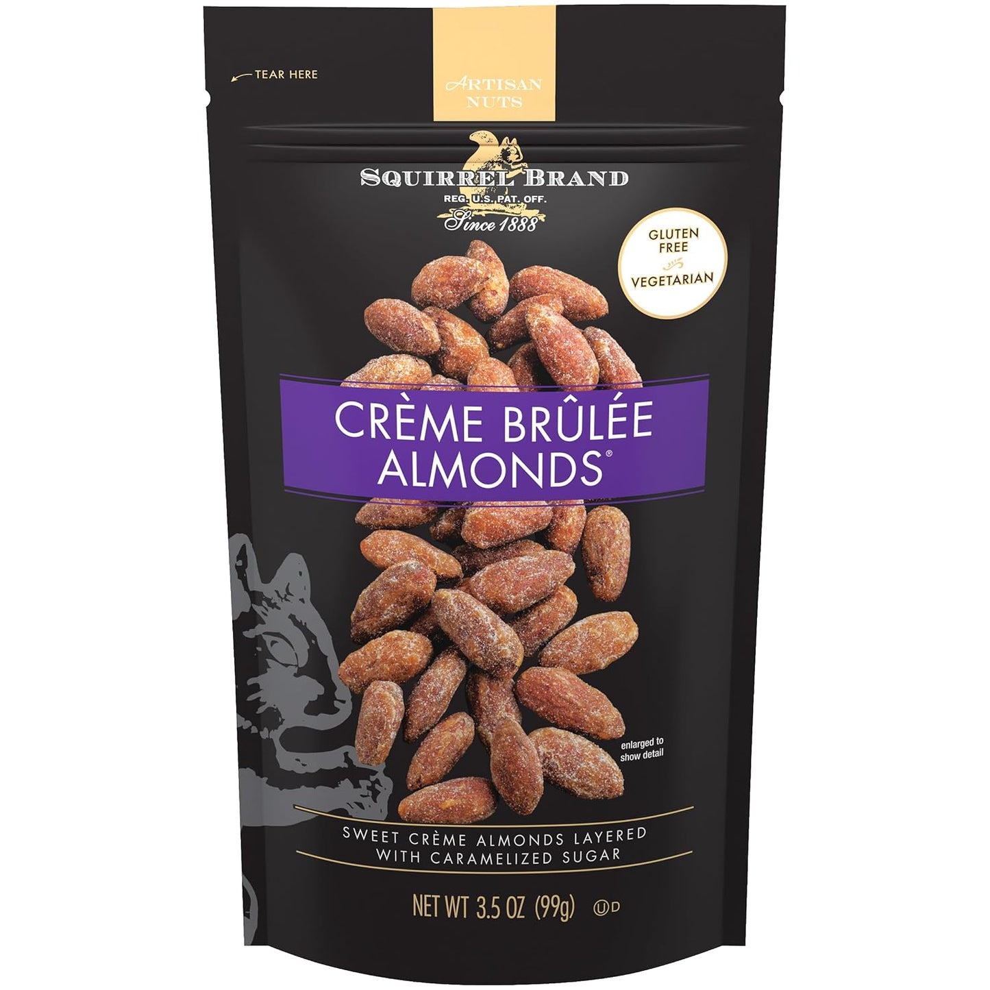 Squirrel Brand Sweet Brown Butter Cashews 3.5 oz Resealable Gluten Free Gourmet Nuts Snack