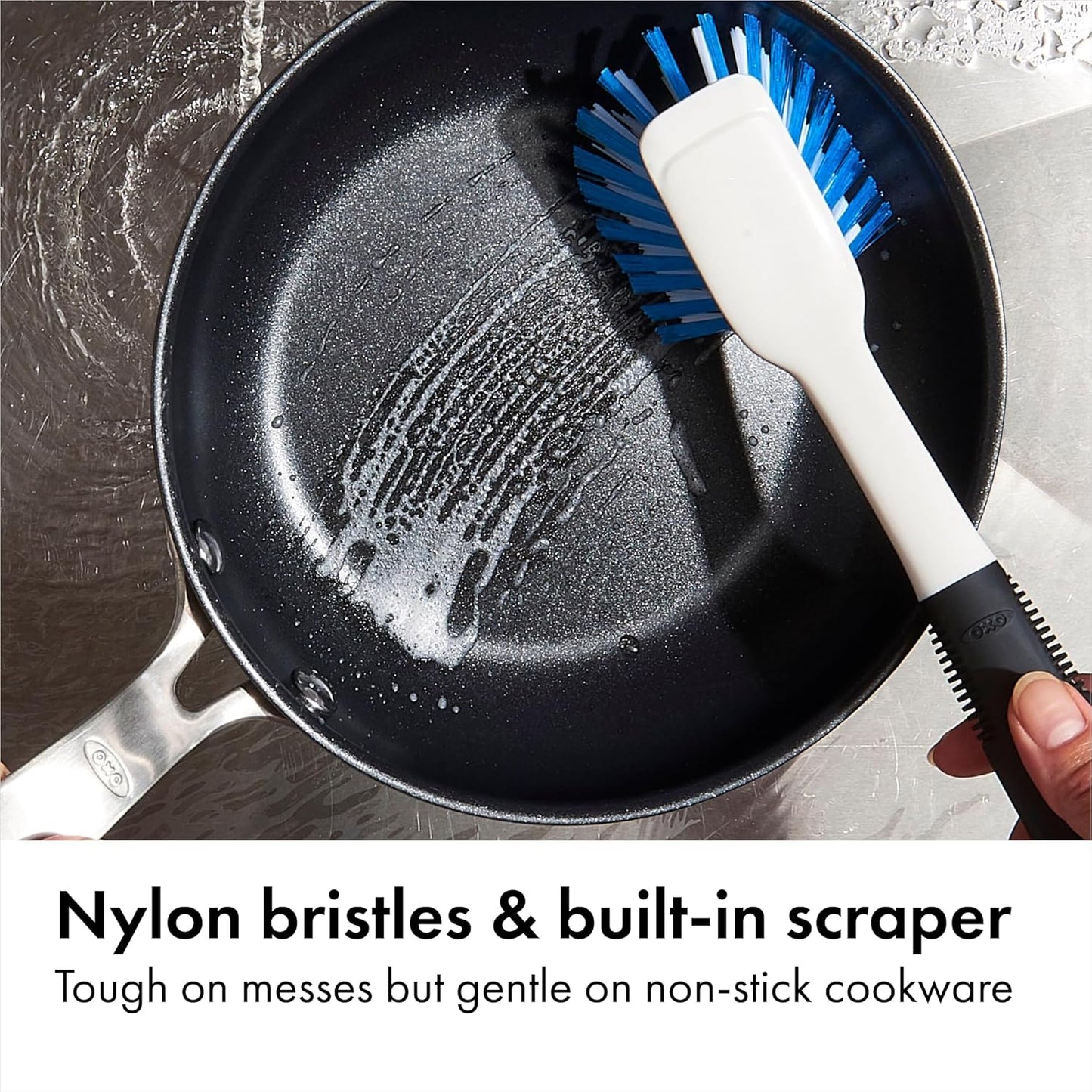 OXO Good Grips Dish Scrub Brush with Non-Slip Handle, Nylon Bristles