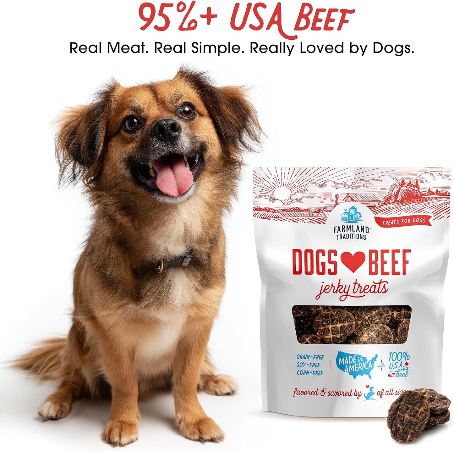 Farmland Traditions Beef Jerky Dog with 3 Ingredients and No Fillers
