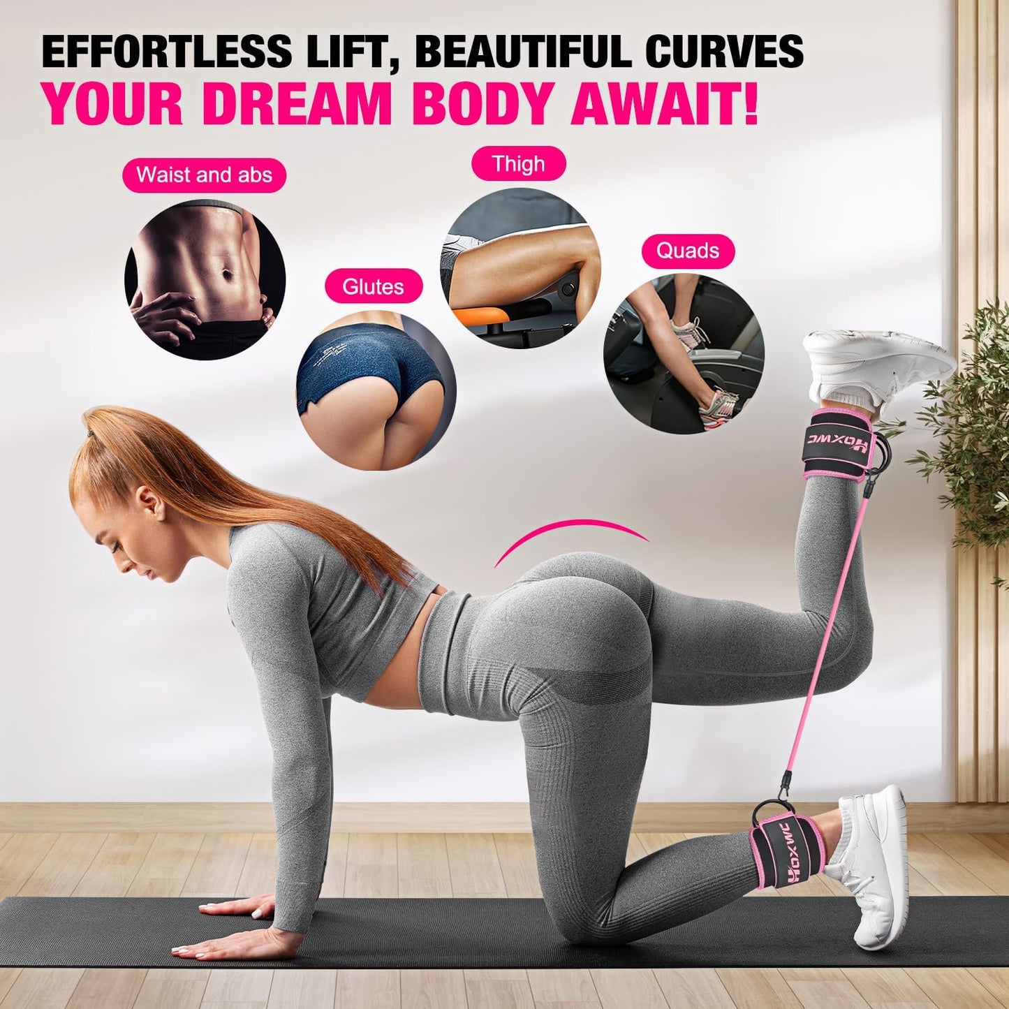 Ankle Resistance Bands with Cuffs for Leg, Booty & Hip Workouts
