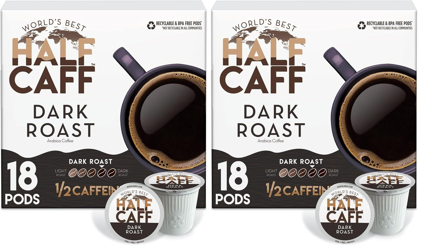 Half Caff Dark Roast Coffee Pods, 100 ct, Single Serve Pods, 100% Arabica, Keurig Compatible