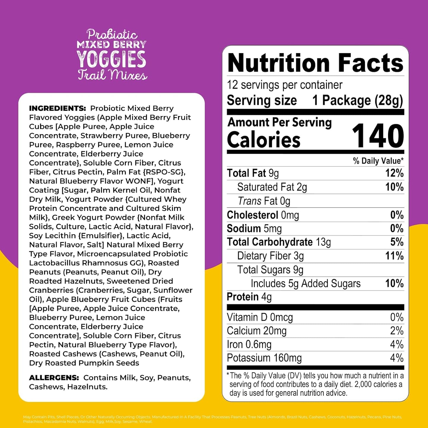 Nature's Garden Probiotic Yoggies Trail Mix Multipack, 24oz Variety Pack