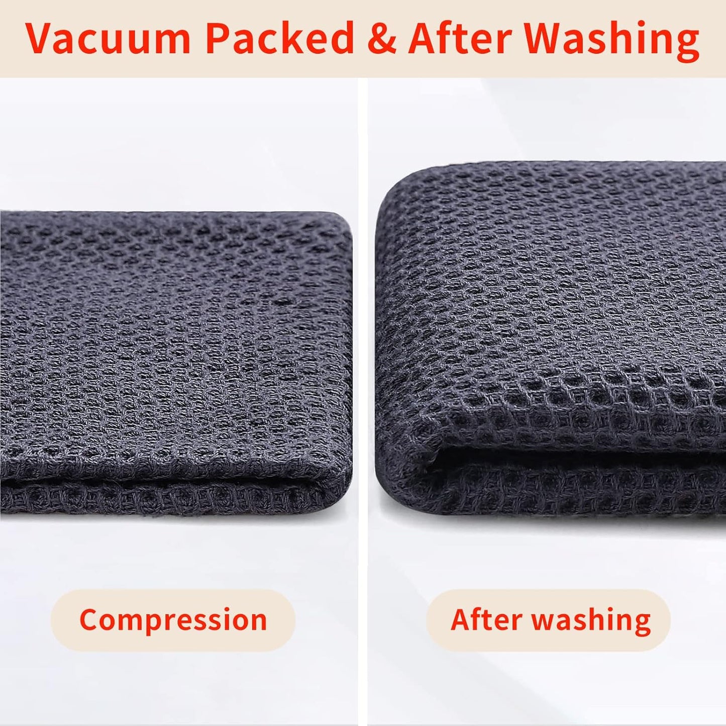 Homaxy 100% Cotton Waffle Weave Kitchen Dish Cloths 6-Pack, Dark Grey | 12 x 12 Inches, Ultra Soft Absorbent Dish Towels, Quick Drying Dish Rags with Hanging Loop