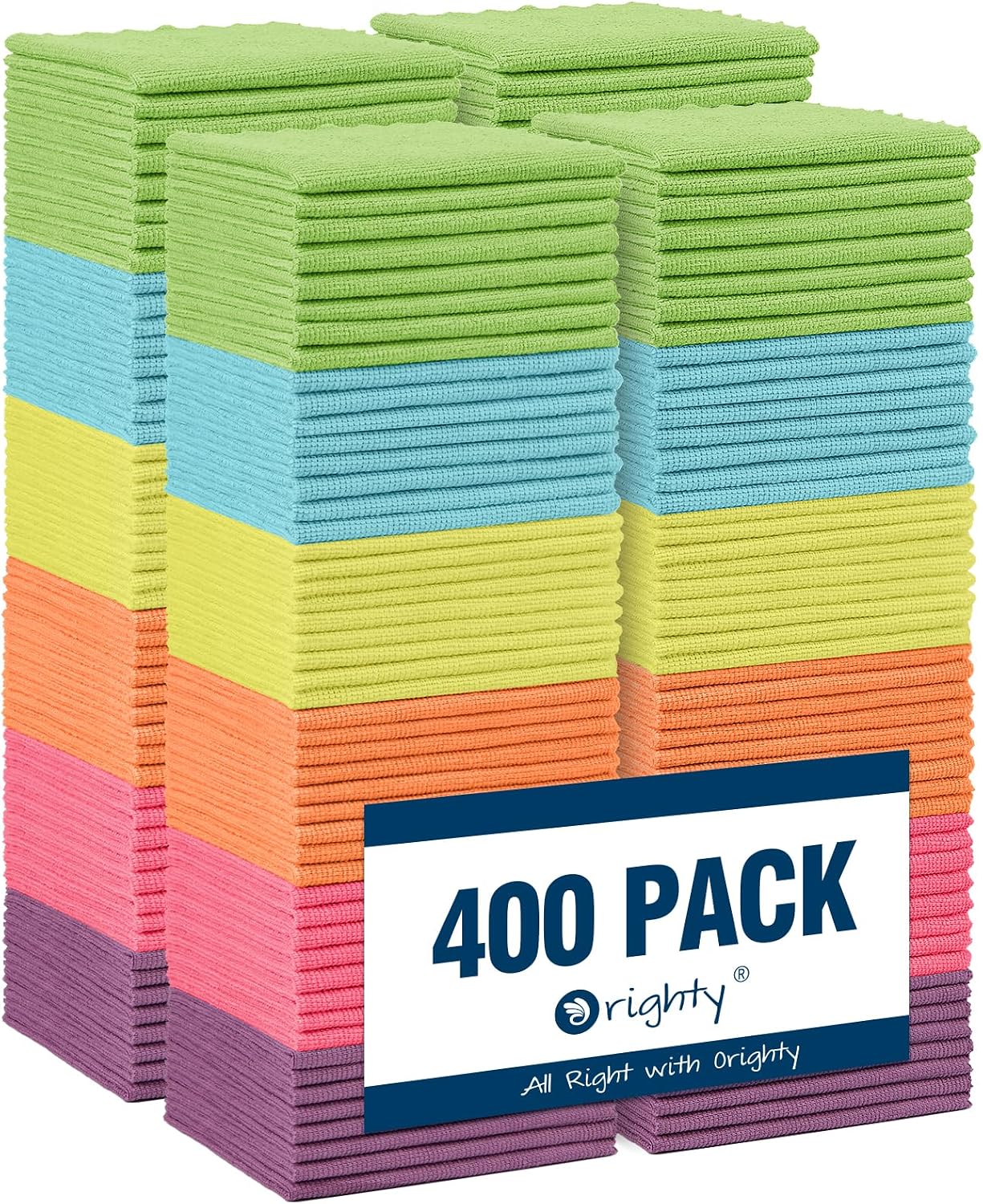 Orighty Microfiber Cleaning Cloth - 24 Pack, Cleaning Rags 12x11 inch | Highly Absorbent Household Cleaning Supplies, Reusable Microfiber Towels Lint Free Cloths for House, Kitchen, Car Care