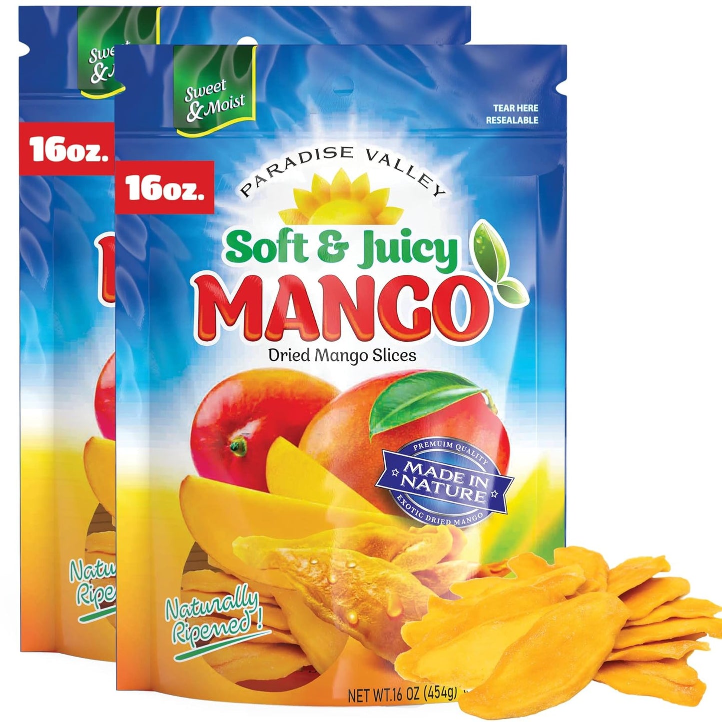 Dried Mango Slices - Soft & Juicy Low Sugar Added Dried Mango