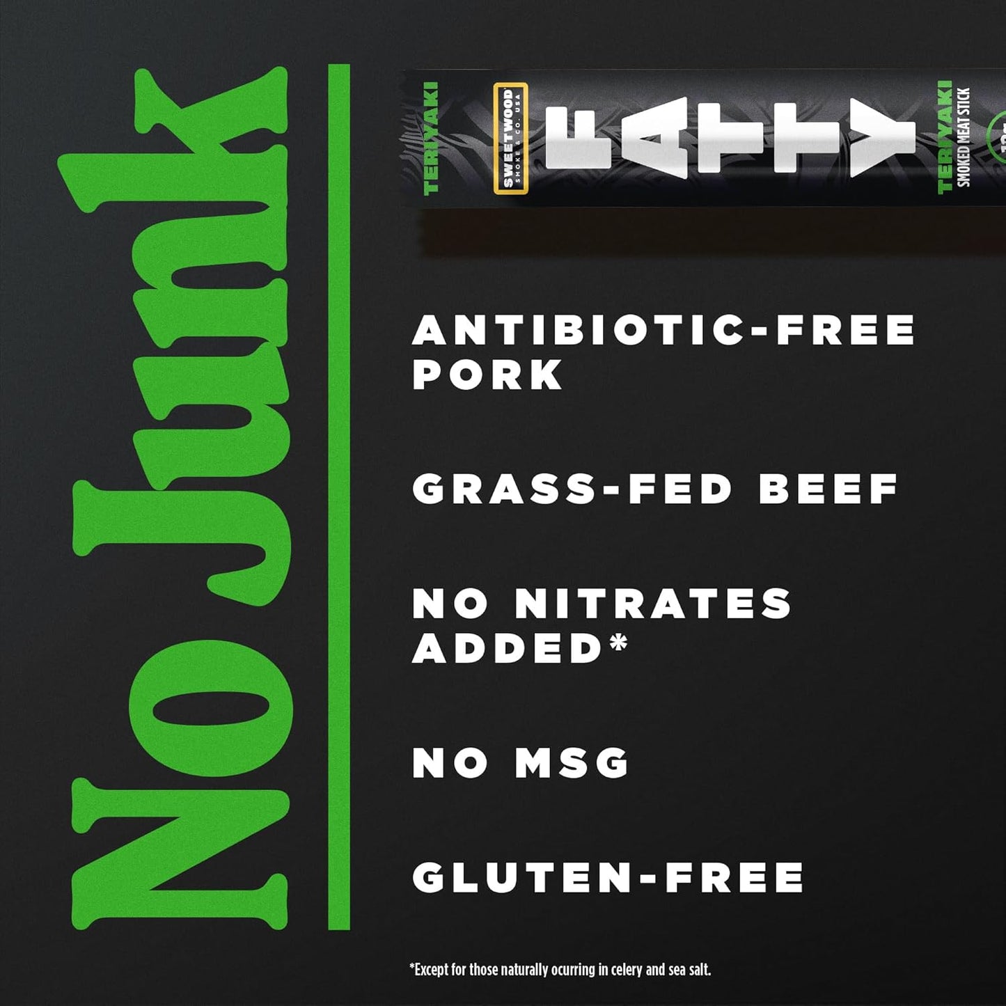 Grass Fed Beef and Pork Meat Sticks, 12g Protein, Teriyaki, 2 oz, Pack of 20