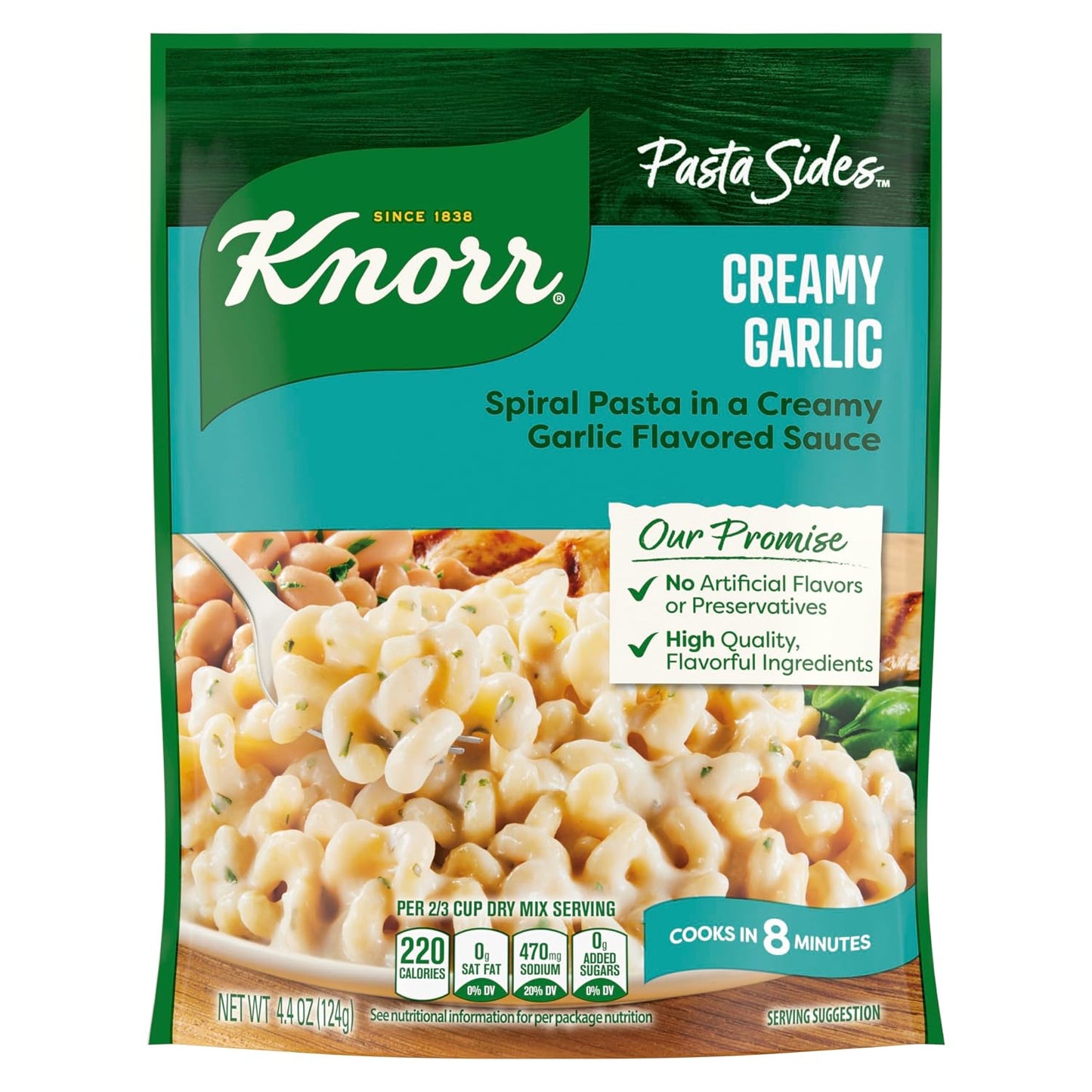 Knorr Creamy Garlic Pasta Sides - Quick and Delicious 4.4oz Side Dish