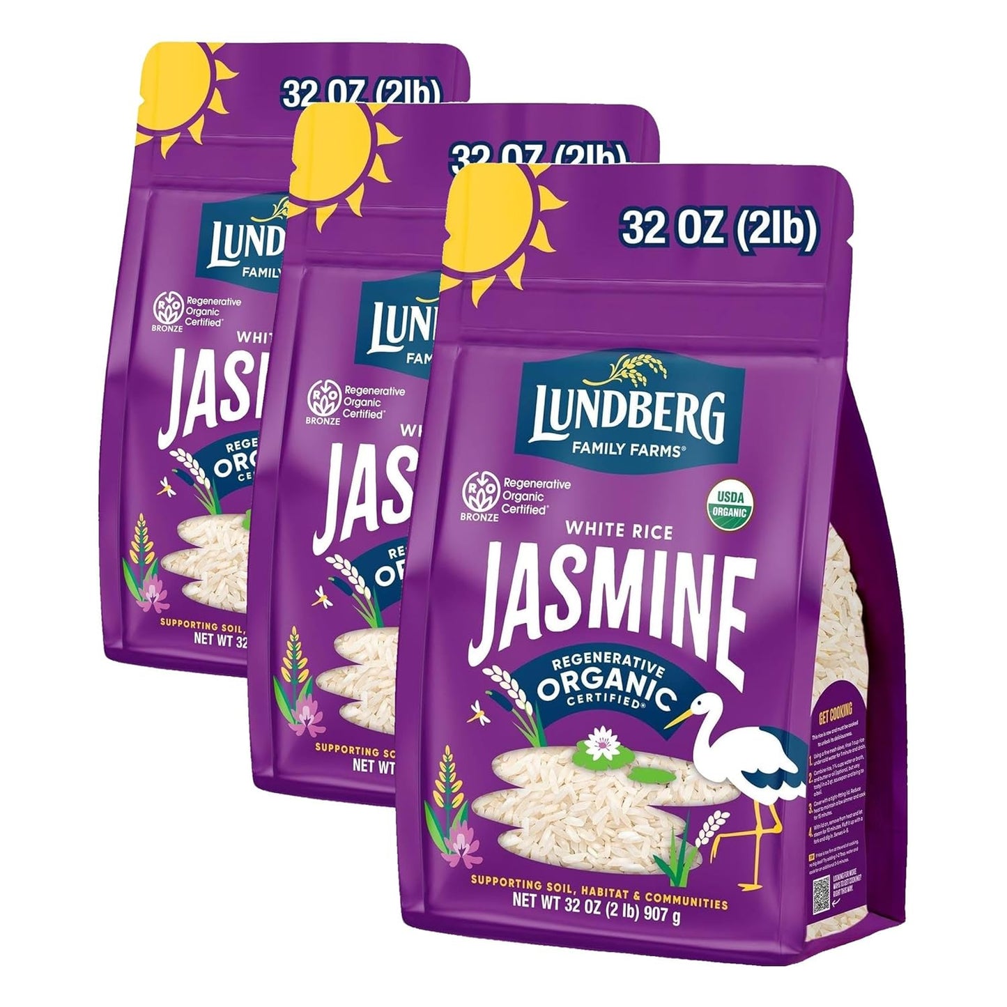 Lundberg Family Farms Organic Jasmine Rice, California White, 32 Oz