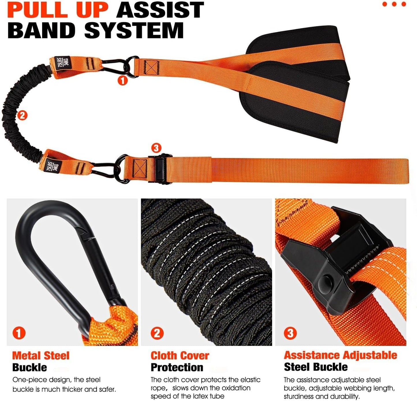 HPYGN Two Feet Pull Up Assistance Bands, Heavy Duty Resistance Bands for Pull Up Bar