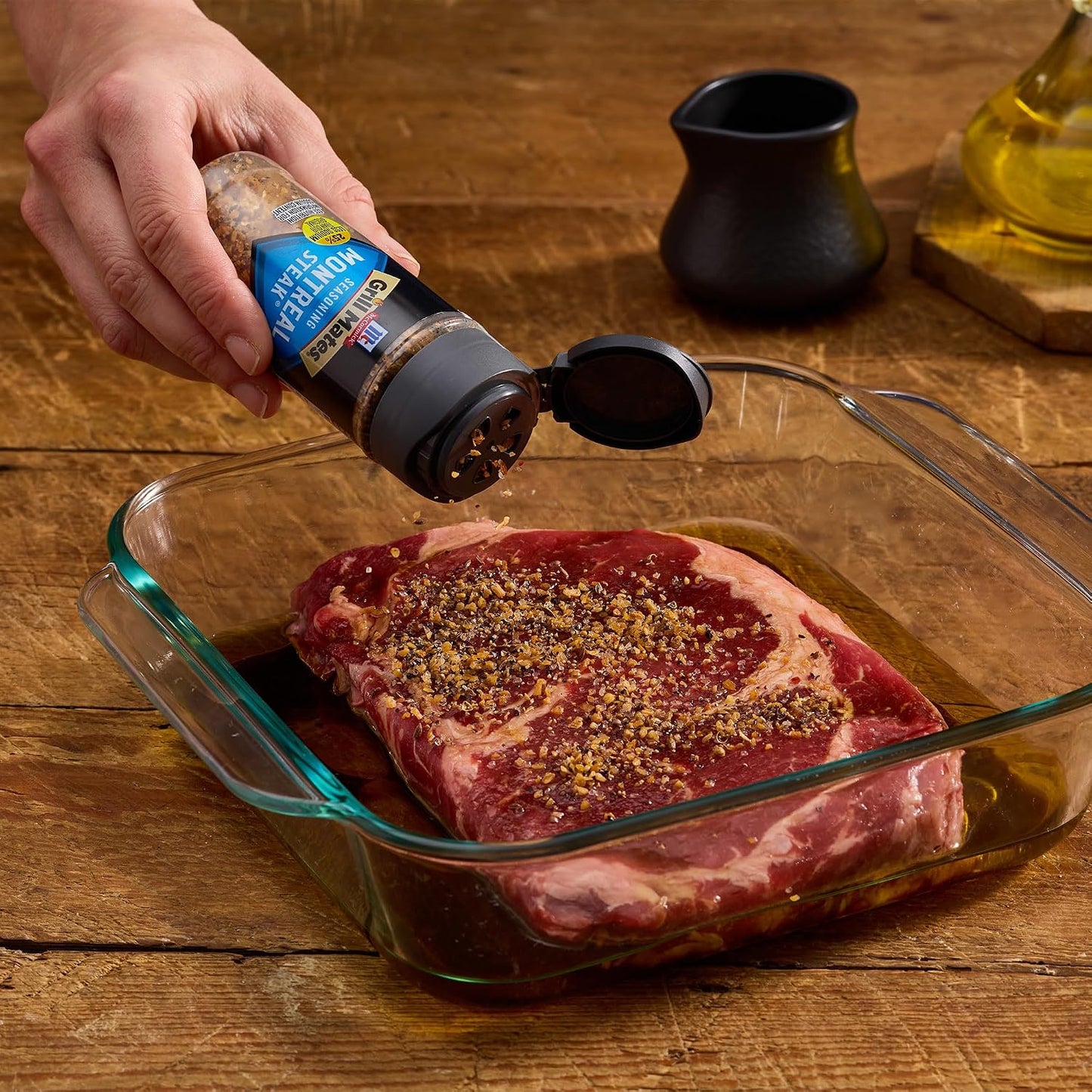 McCormick Grill Mates 25% Less Sodium Montreal Steak Seasoning, 3.18 oz, Coarsely Ground Pepper and Garlic Blend