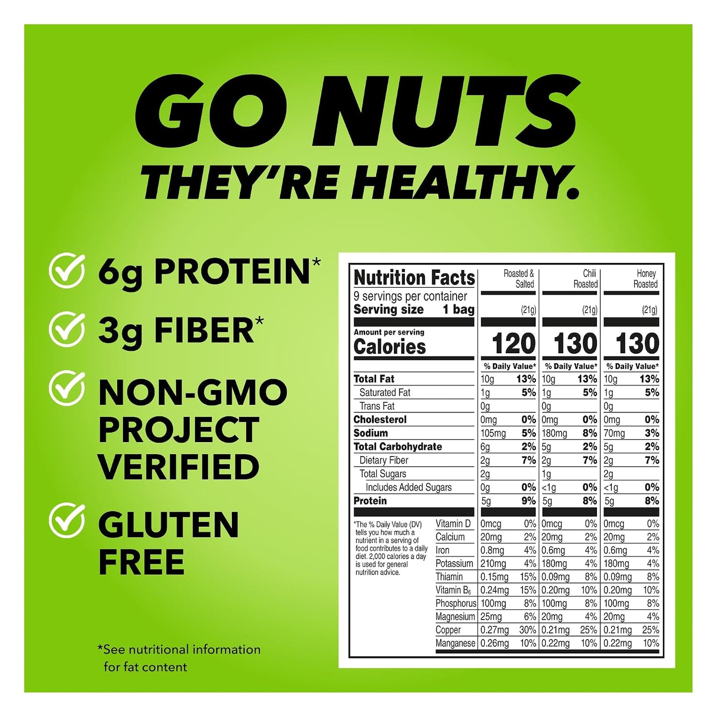 Wonderful No Shells Pistachios 3 Flavors Variety Pack Roasted Salted Chili Honey 9 x 0.75 Ounce Gluten Free Healthy Snacks