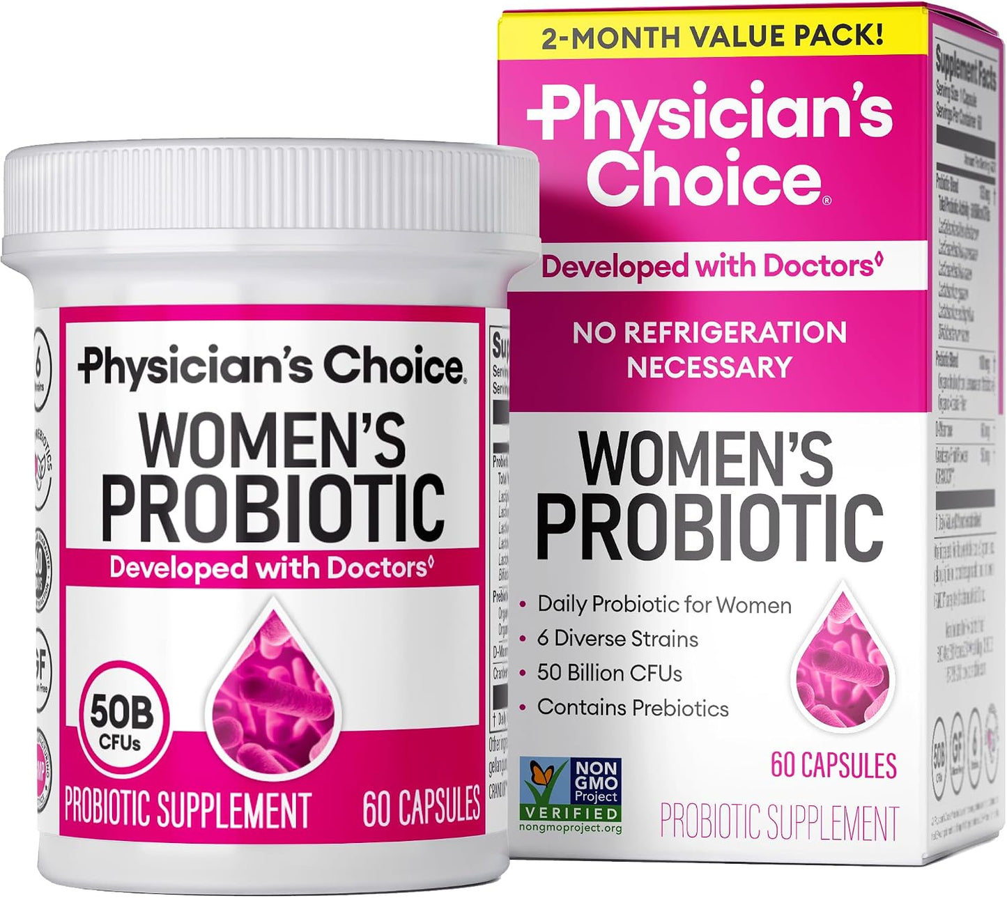 Physician's CHOICE Probiotics for Women - PH Balance, Digestive, UT, & Feminine Health - 50 Billion CFU - 6 Unique Strains for Her - Organic Prebiotics, Cranberry Extract+ - Women Probiotic - 30 CT