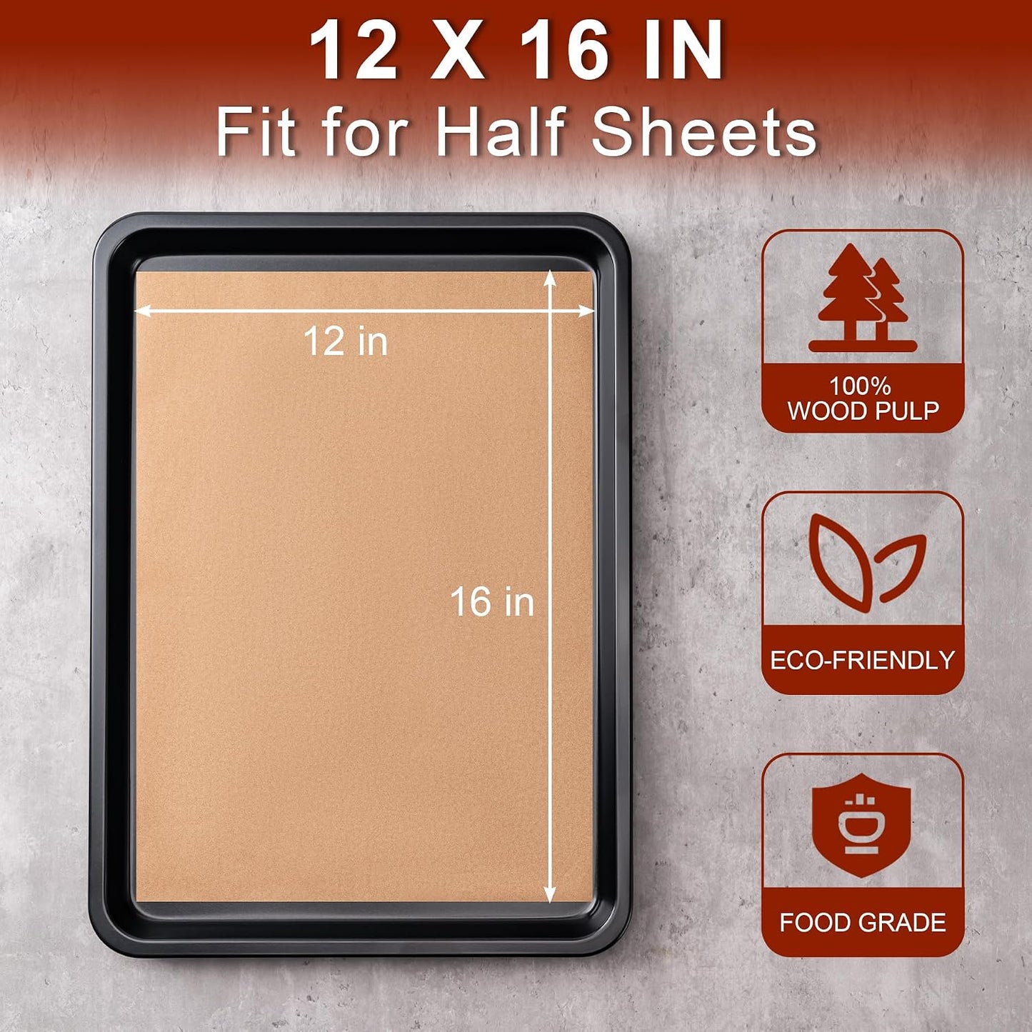 200Pcs Parchment Paper,12x16 In Non-Stick Precut Parchment Paper Sheets | Unbleached,Parchment For Baking Sheets,Fryer, Cooking,Oven,Perfect for Bread, Cakes, Barbecue