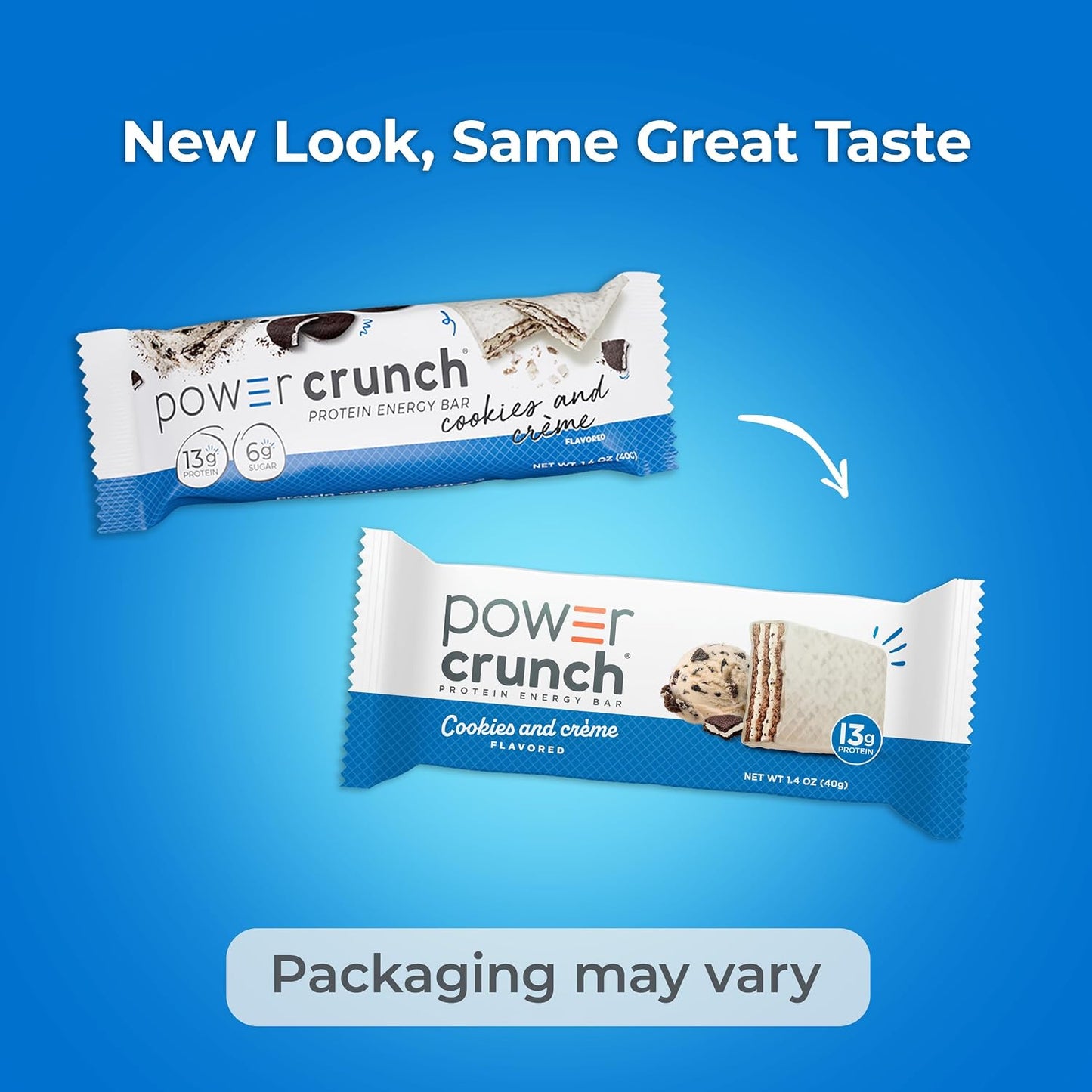 Power Crunch Protein Energy Wafer Bars Cookies and Creme 12 Count