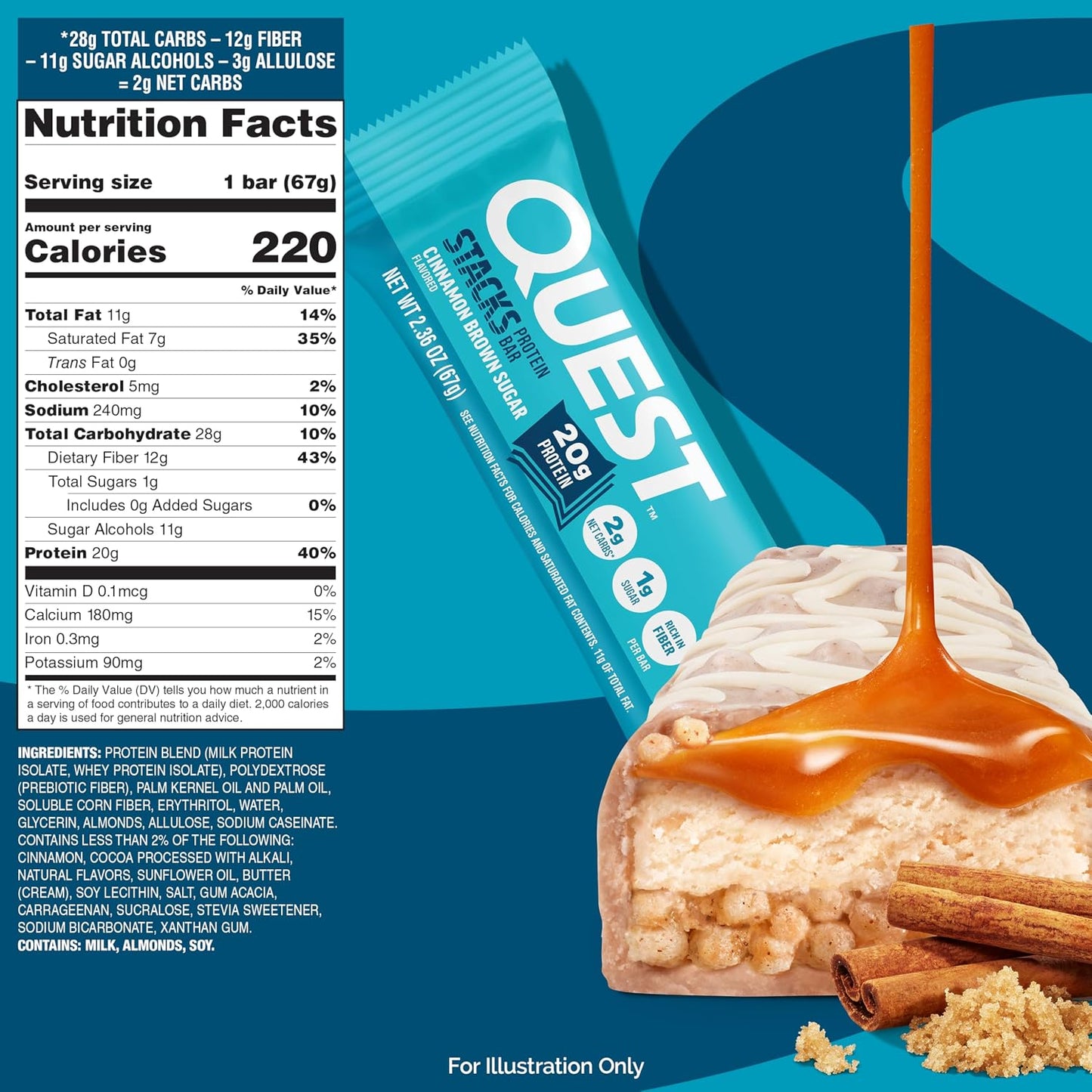Quest Nutrition Stacks Protein Bars, Cinnamon Brown Sugar, 12 Count