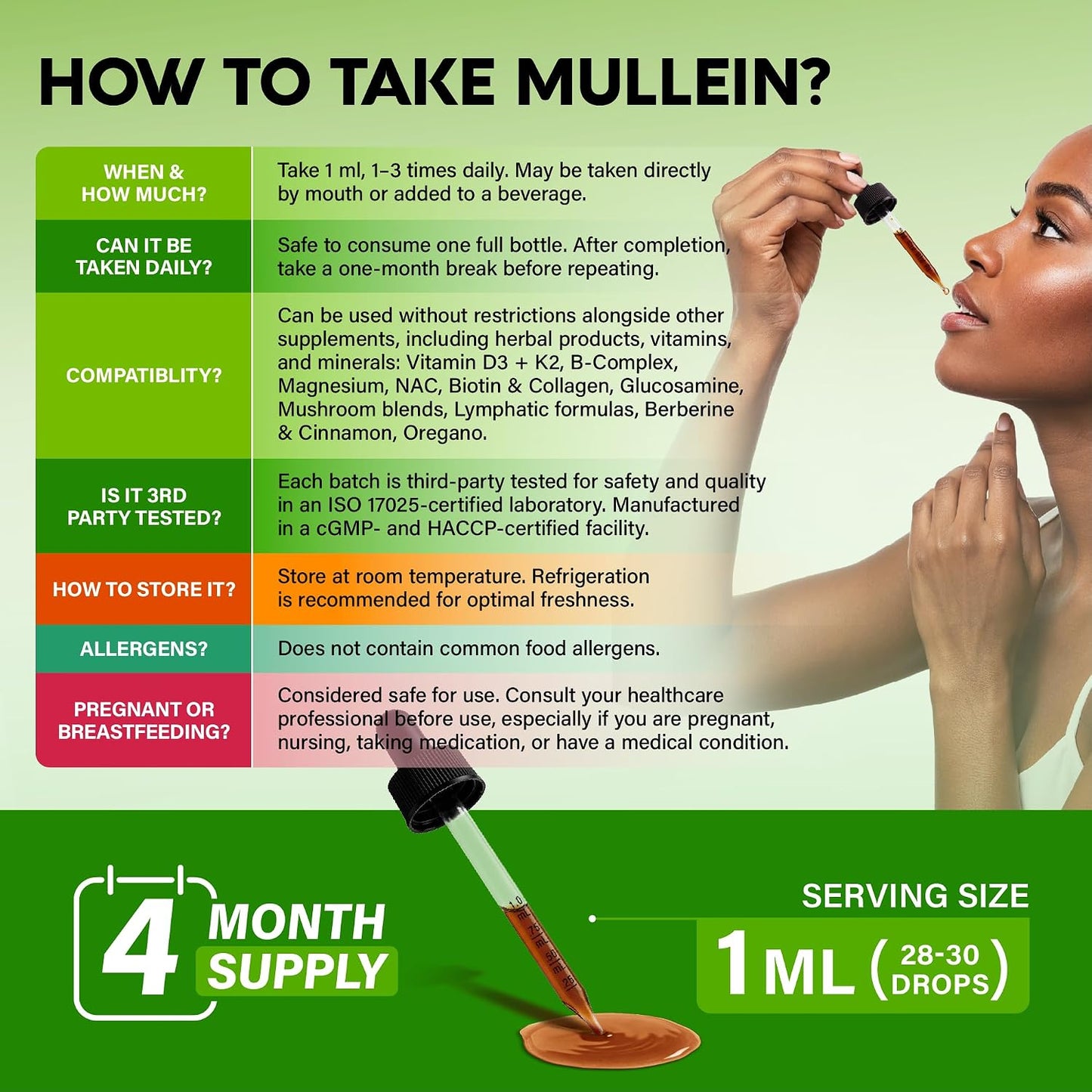 Mullein Drops for Lungs - USDA Organic Liquid - Mullein Leaf Extract Supplement - for Women & Men - Lung & Bronchial Cleanse for Smokers - Respiratory Health Support - As Tincture, Tea, Pills - 4 oz
