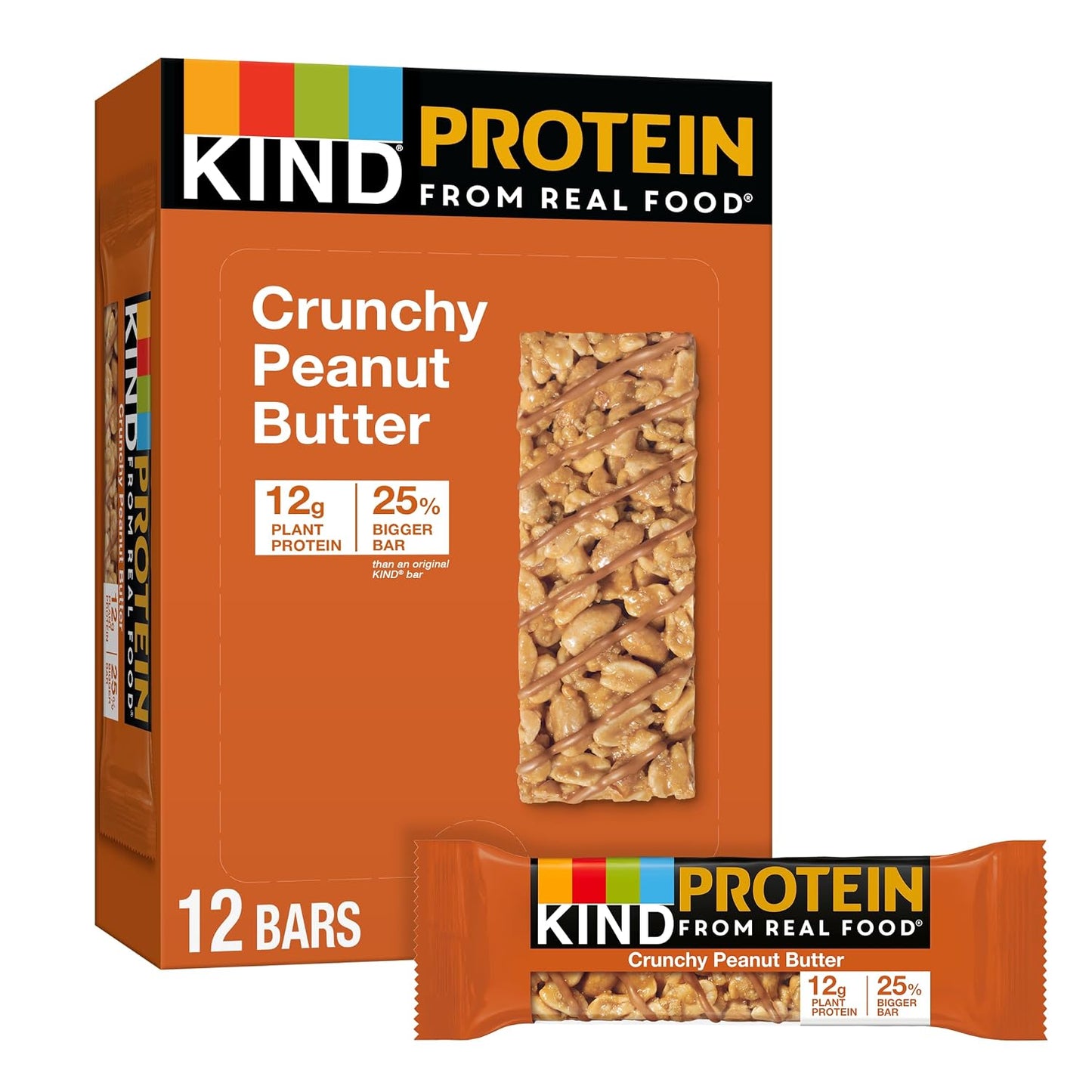 KIND Protein Bars, Crunchy Peanut Butter, Gluten Free, 12g Protein, 12 Count