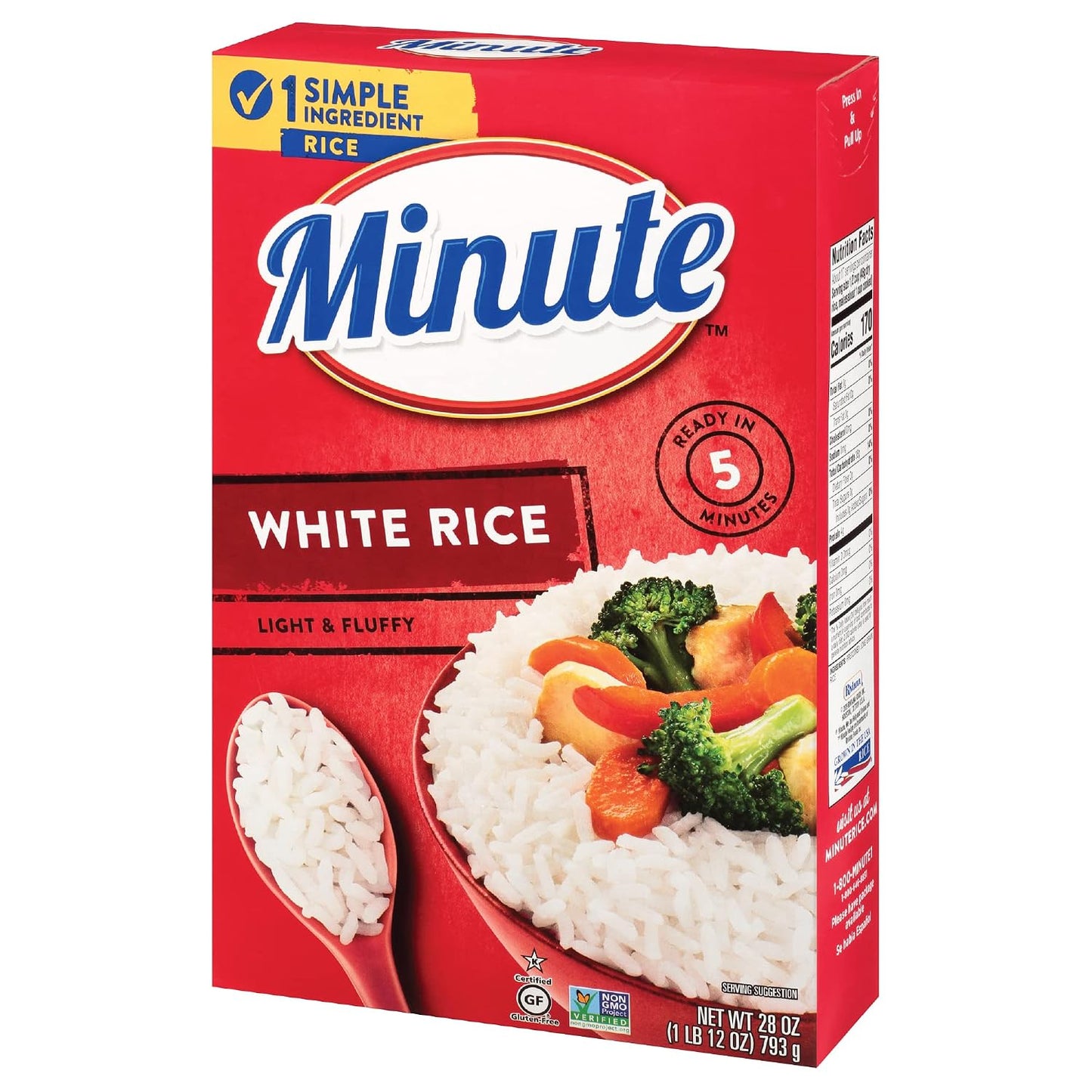 Minute Instant White Rice, 72-Ounce Box, Light and Fluffy, Gluten-Free, Non-GMO, Quick Dinner Meals