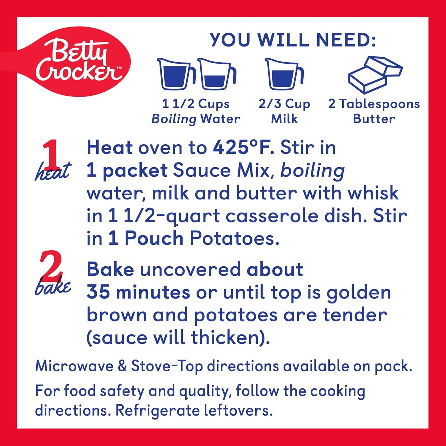 Betty Crocker Au Gratin Casserole Potatoes, Made with Real Cheese, Twin Pack, 8 oz
