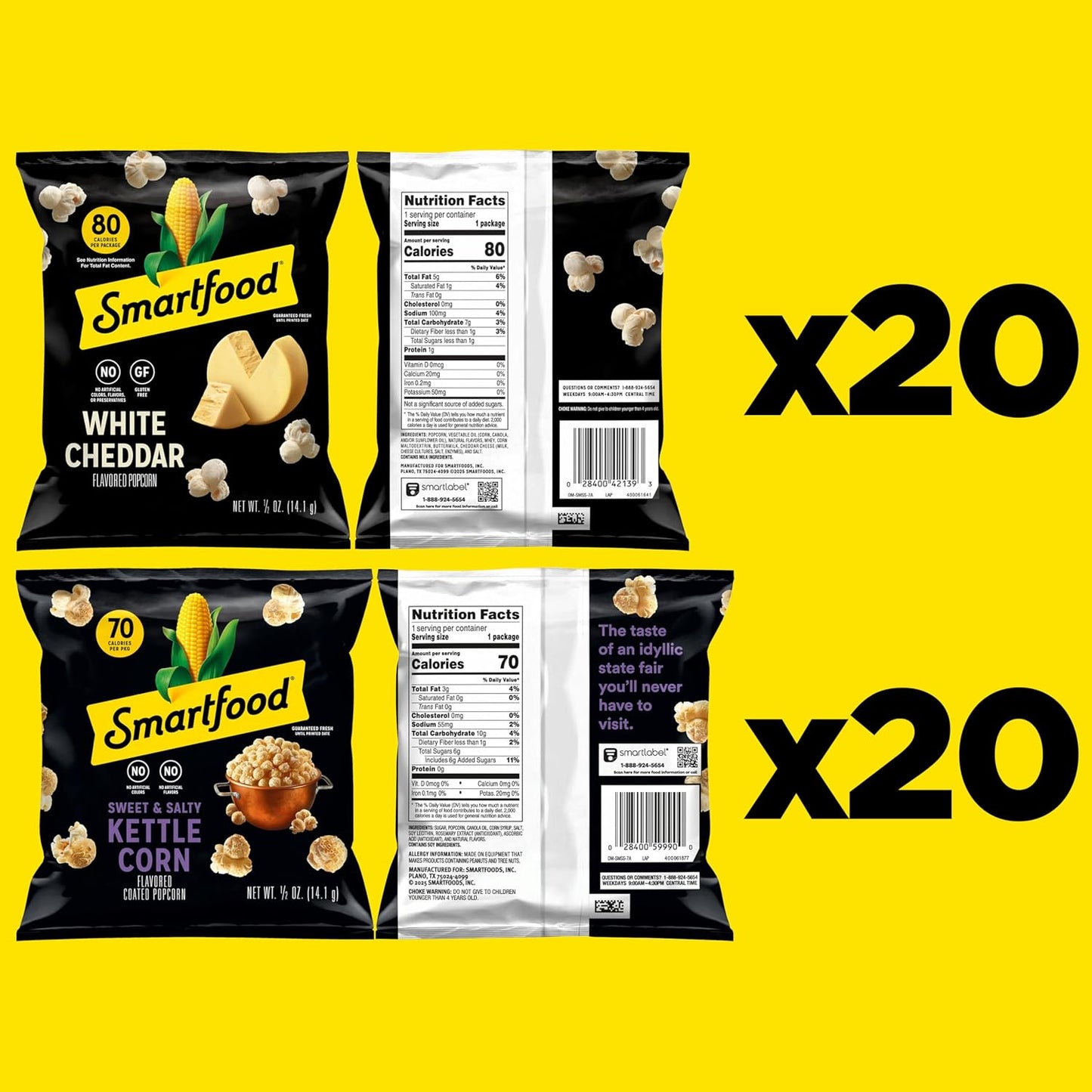 Smartfood Popcorn Variety Pack 0.5 Ounce 40 Count