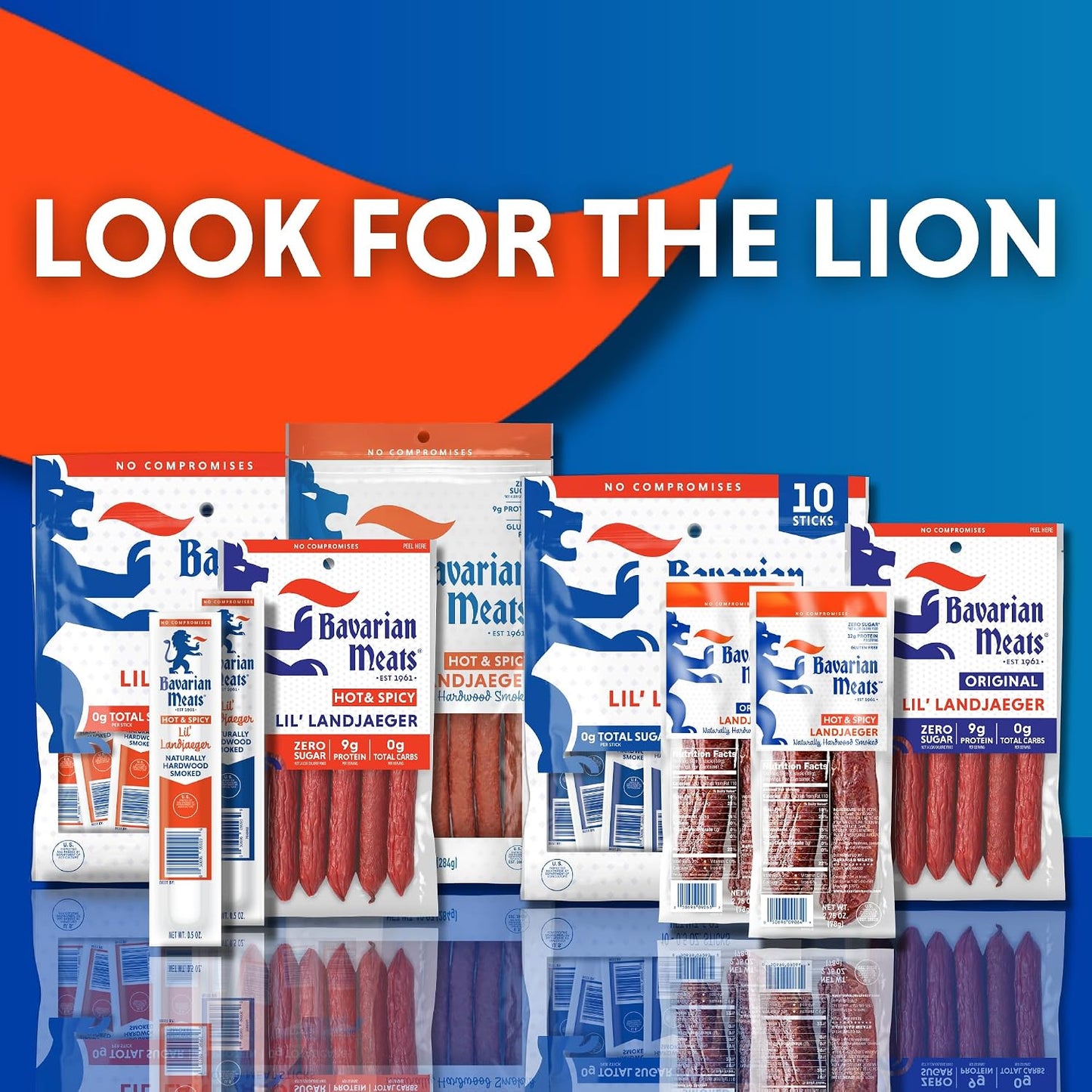 Bavarian Meats Lil' Landjaeger Meat Sticks, Smoked Sausage Protein Snacks, 10 Ounce