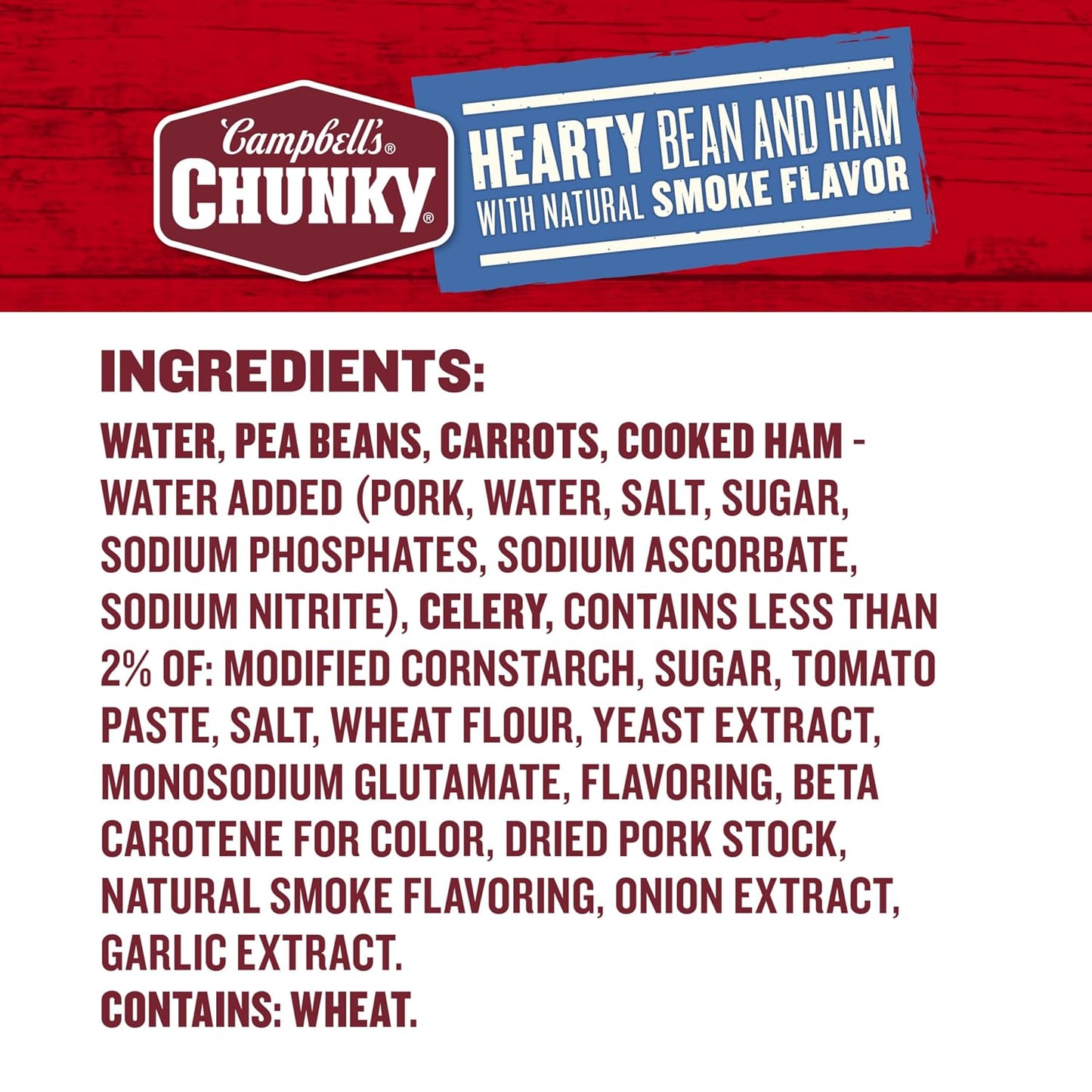 Campbell's Chunky Hearty Bean Soup with Ham, 19 Oz Can, Protein Rich, Microwaveable, Pantry Staple
