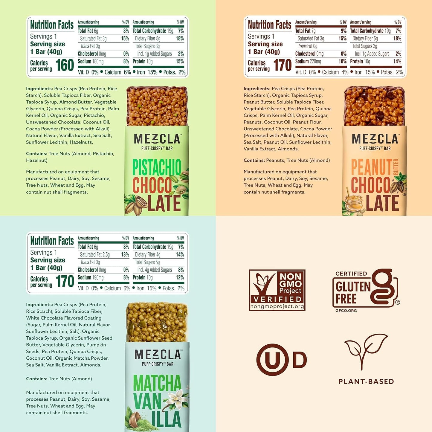 Mezcla Puff-Crispy Plant Based Protein Bars Variety Pack