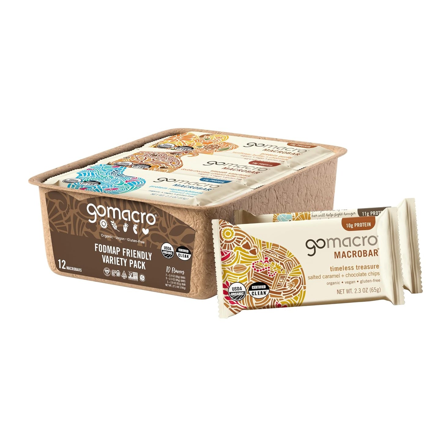 Organic Vegan Protein Bar Variety Pack 12 Count 2.3-2.4 Ounce Bars