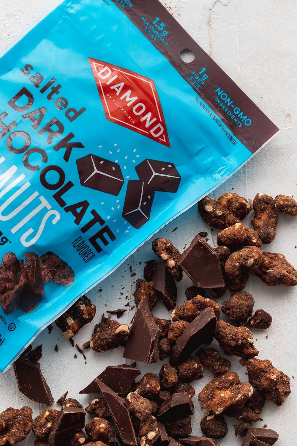 Diamond of California Salted Dark Chocolate Walnut Snack Nuts, 4 oz. (4 Pack)