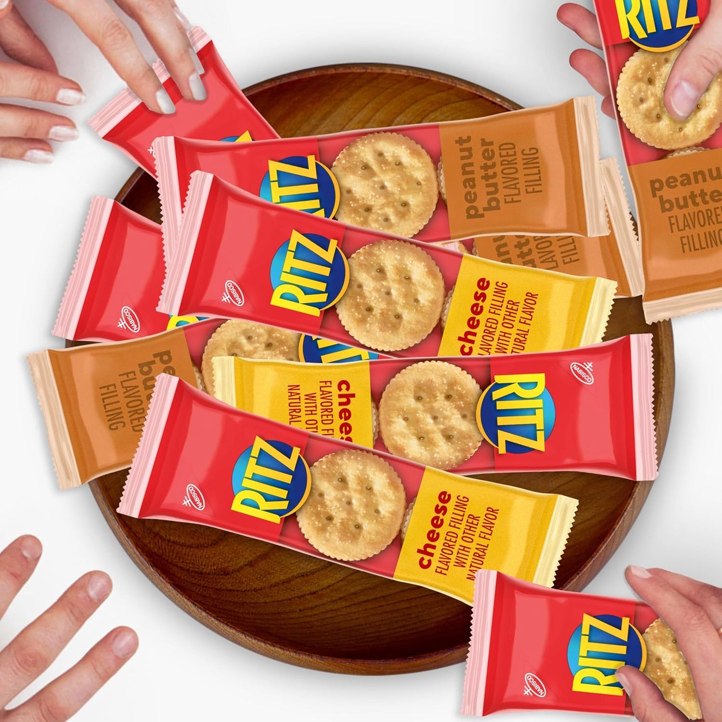 RITZ Peanut Butter and Cheese Sandwich Crackers Variety Pack, 32 Snack Packs