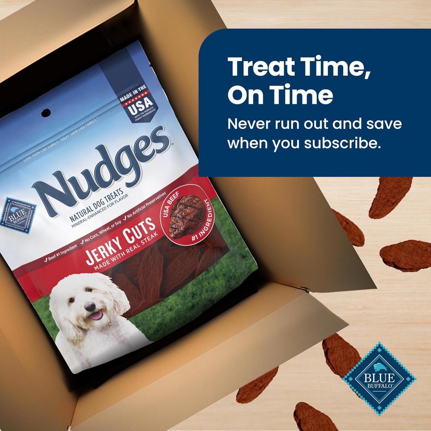 Blue Buffalo Nudges Jerky Cuts Dog, Made in the USA with Natural Ingredients