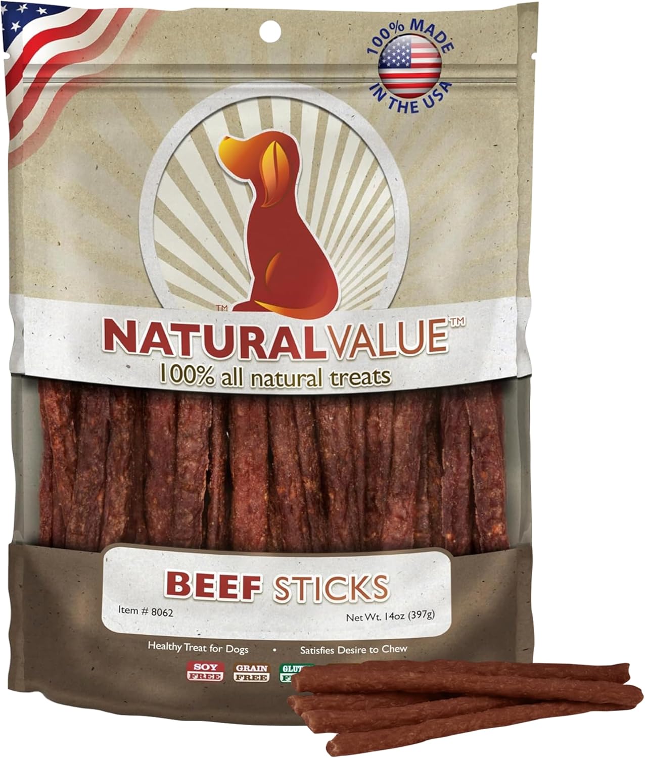 Loving Pets Natural Value Beef Sticks Soft Jerky Dog for Large Small Breeds