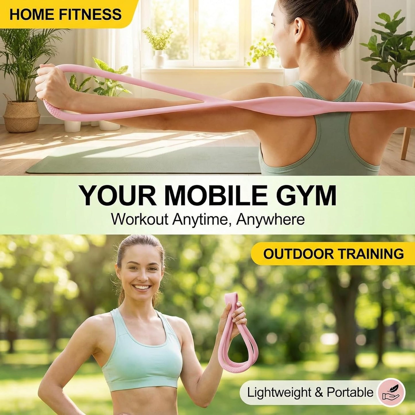 Figure 8 Resistance Bands for Women and Men, 8 Shaped Rubber Band for Fitness