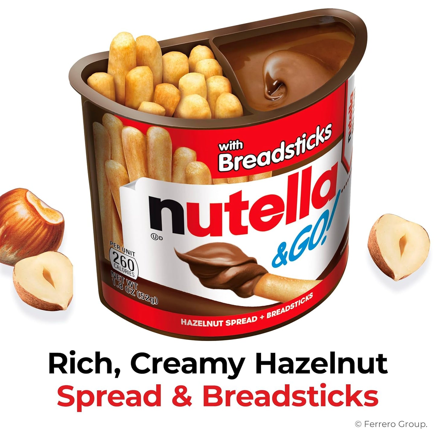 Nutella & GO! Chocolate Hazelnut Spread with Breadsticks, 10 Snack Packs, 1.8 oz Each
