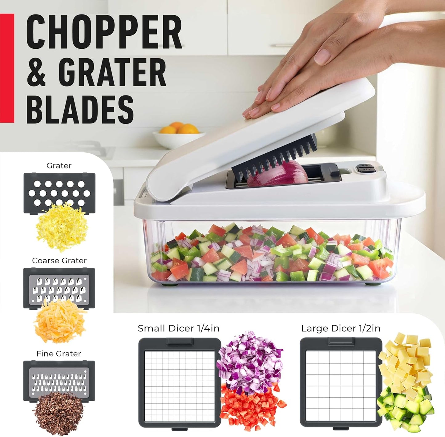 Mueller The Real Original Pro Vegetable Chopper & Mandoline Slicer, 10-in-1 | since 2013, 8 Blade Food Veggie Chopper, Onion Vegetable Cutter with Container, Kitchen Gadgets & Essentials