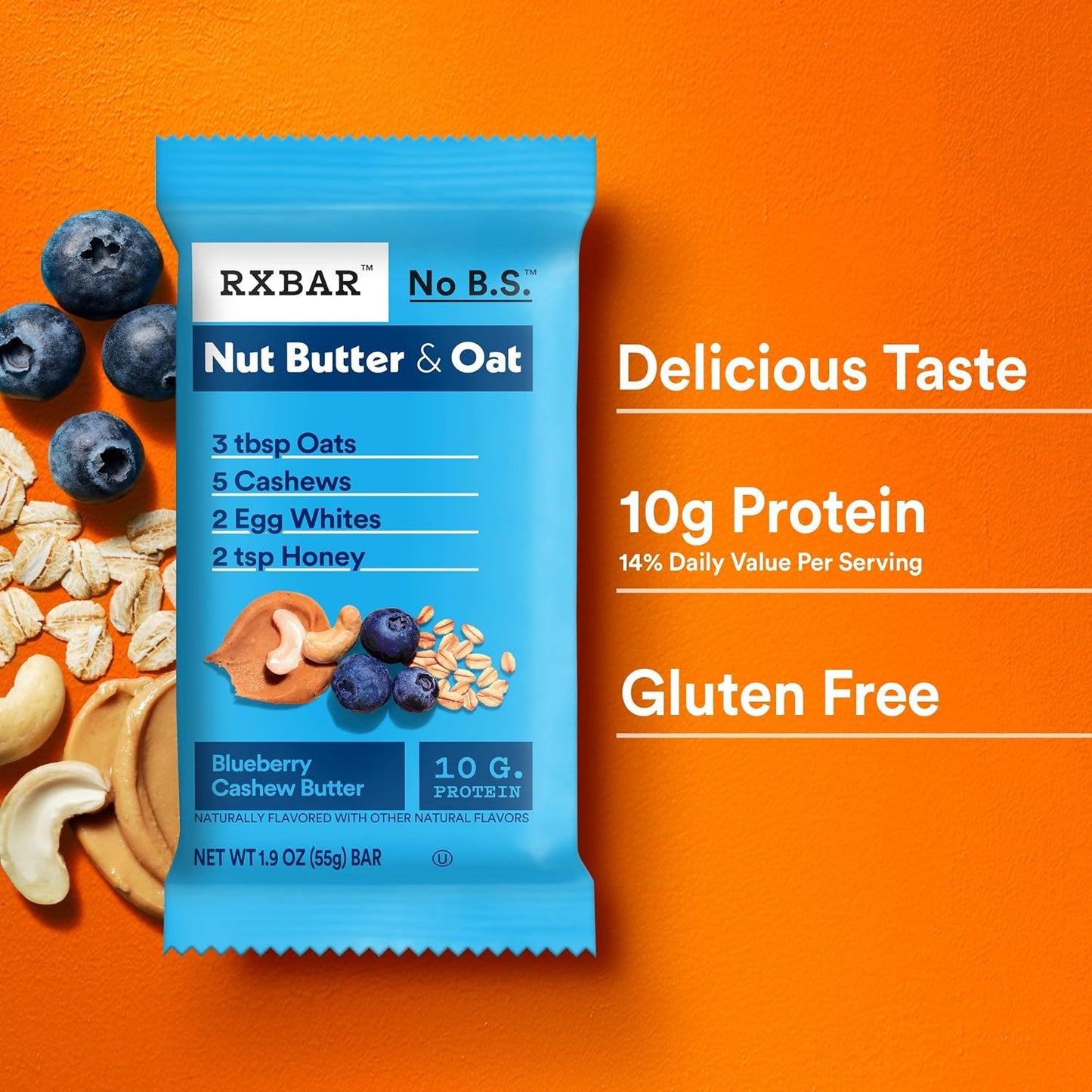 RXBAR Nut Butter and Oat Protein Bars, 12 Count, 23.2oz Box