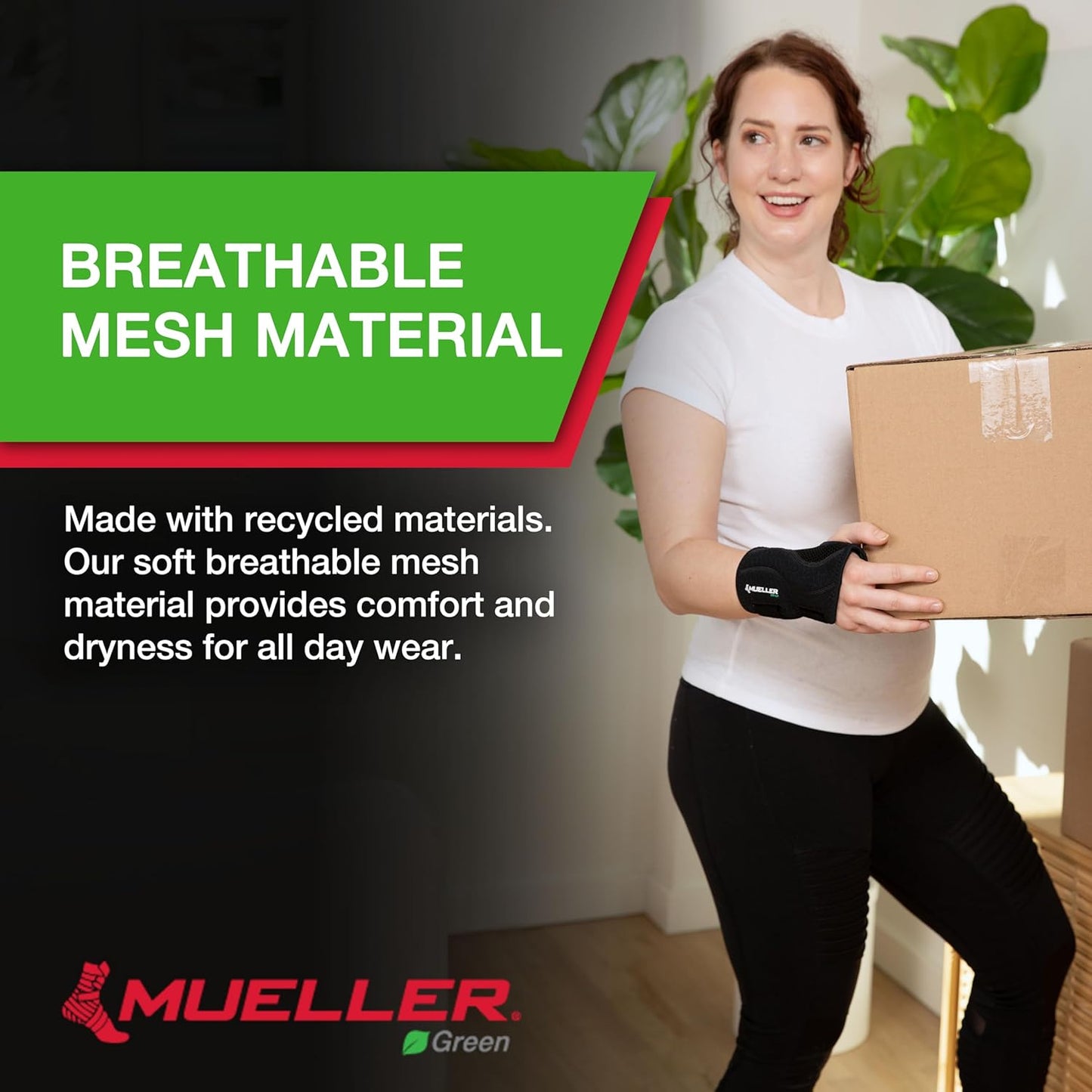 MUELLER Sports Medicine Green Fitted Wrist Brace for Carpal Tunnel Relief