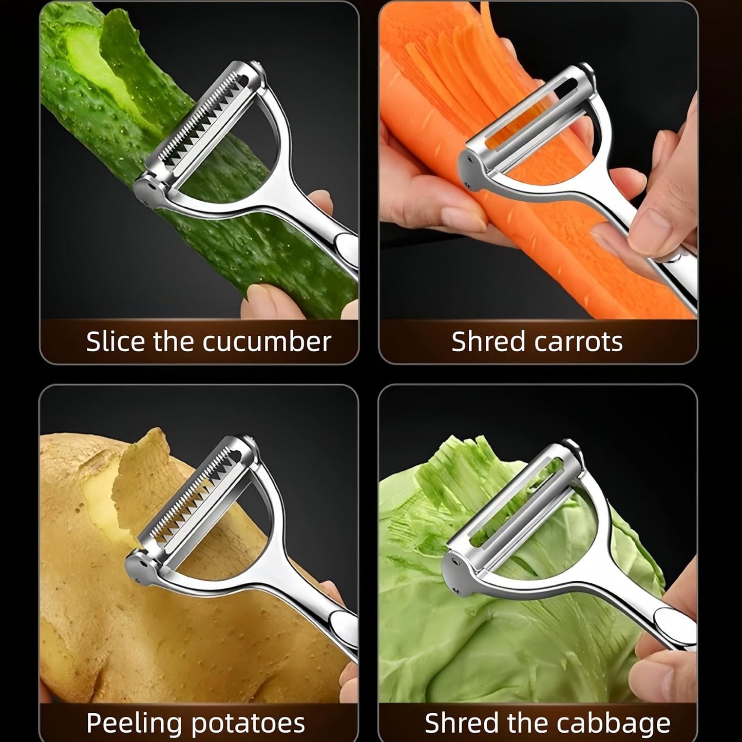 Multifunction Vegetable Peeler Julienne Peeler for Kitchen | stainless steel 2 in 1 julienne vegetable peeler for potato ,cabbage,carrot,cucumber,fruit