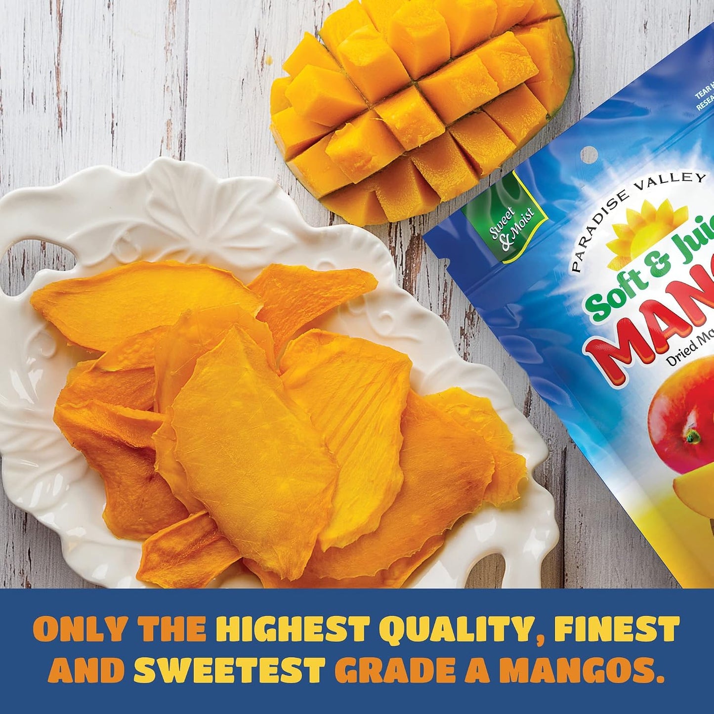 Dried Mango Slices - Soft & Juicy Low Sugar Added Dried Mango