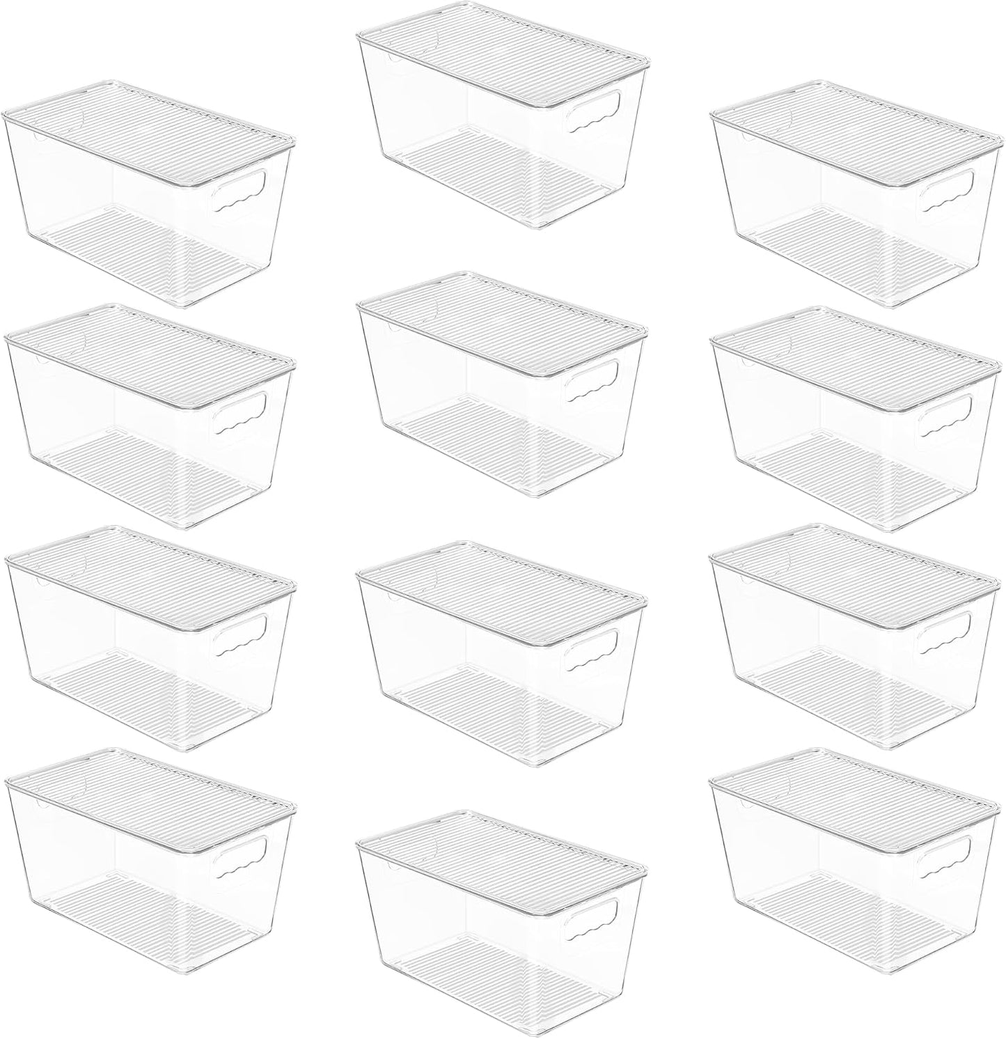 Vtopmart 6 Pack Clear Stackable Storage Bins with Lids, Large Plastic Containers with Handle for Pantry Organizer and Storage,Perfect for Bathroom,Cabinet,Kitchen,Fridge,Closet Organization