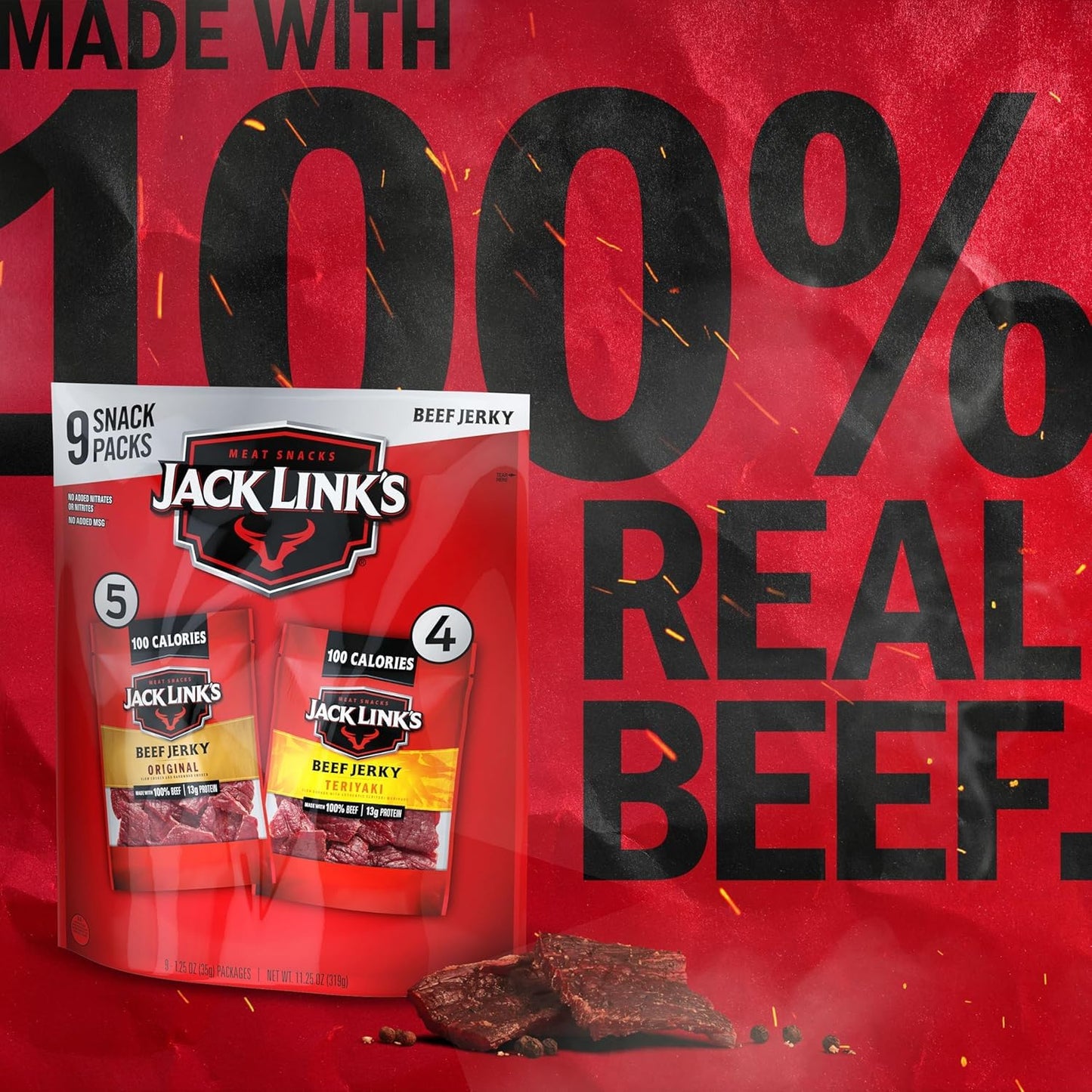 Jack Link's Beef Jerky Variety Pack with Original and Teriyaki Flavors
