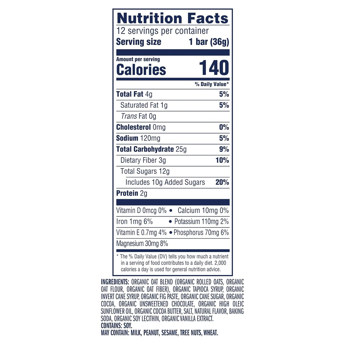Soft-baked energy snack bars with 11g whole grains and USDA organic granola