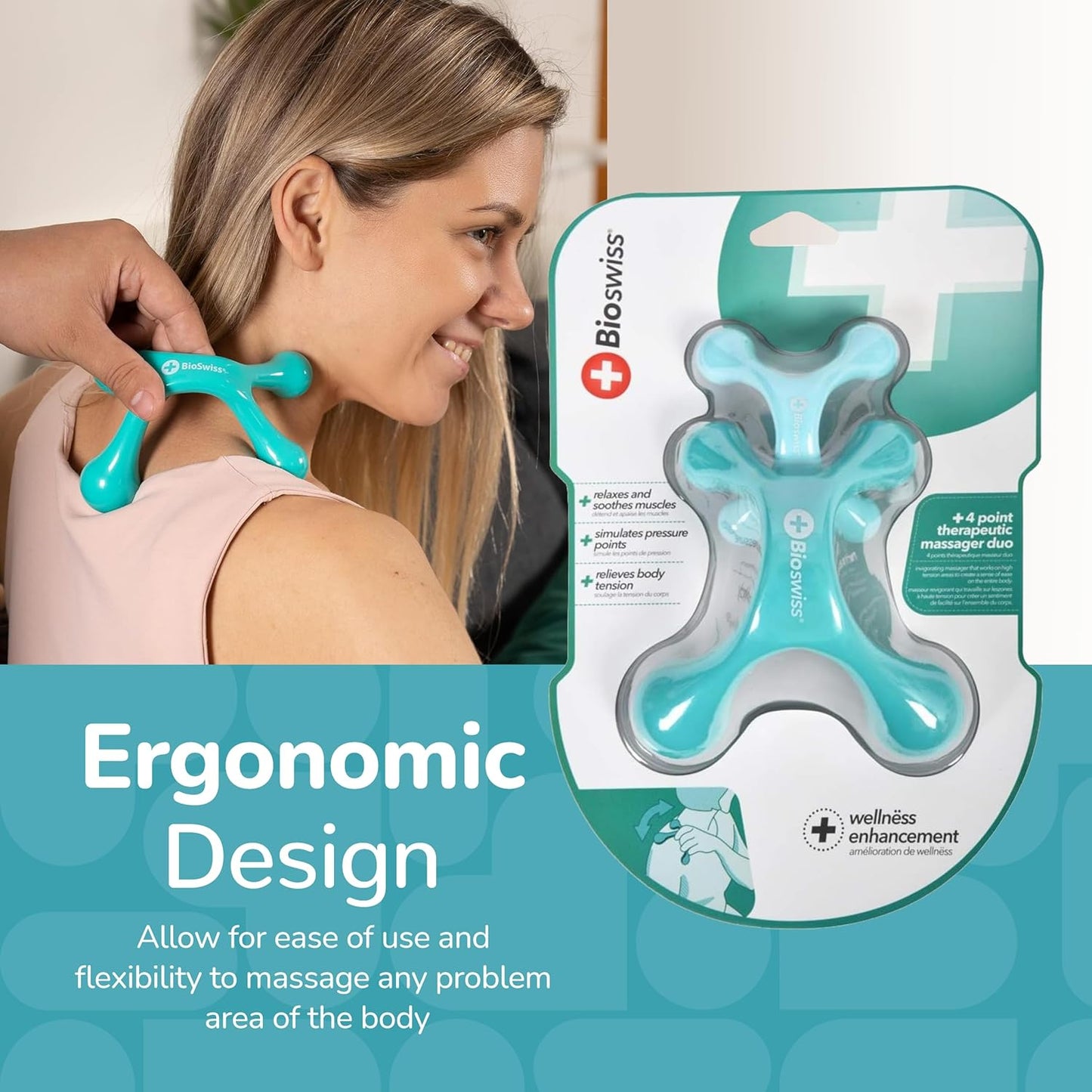 BioSwiss 2-Pack Handheld Full Body Massager for Back, Neck, and Shoulder