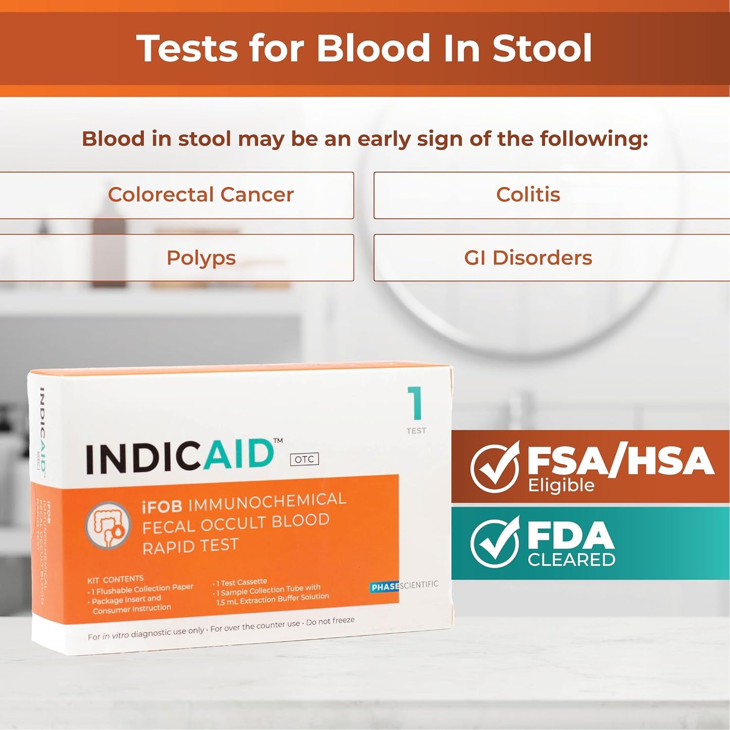 INDICAID iFOB Test, FIT Colon Test, Accurate and Easy at Home