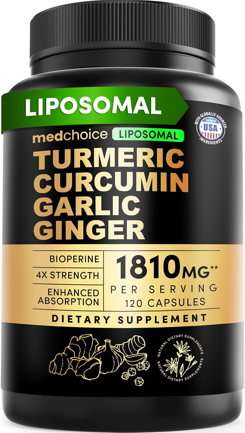 4-in-1 Turmeric Joint Support Supplements with Garlic and BioPerine - 2360 mg High Potency Herbal Blend for Mobility, Everyday Flexibility, Digestive Comfort, and Active Aging Support (120ct)